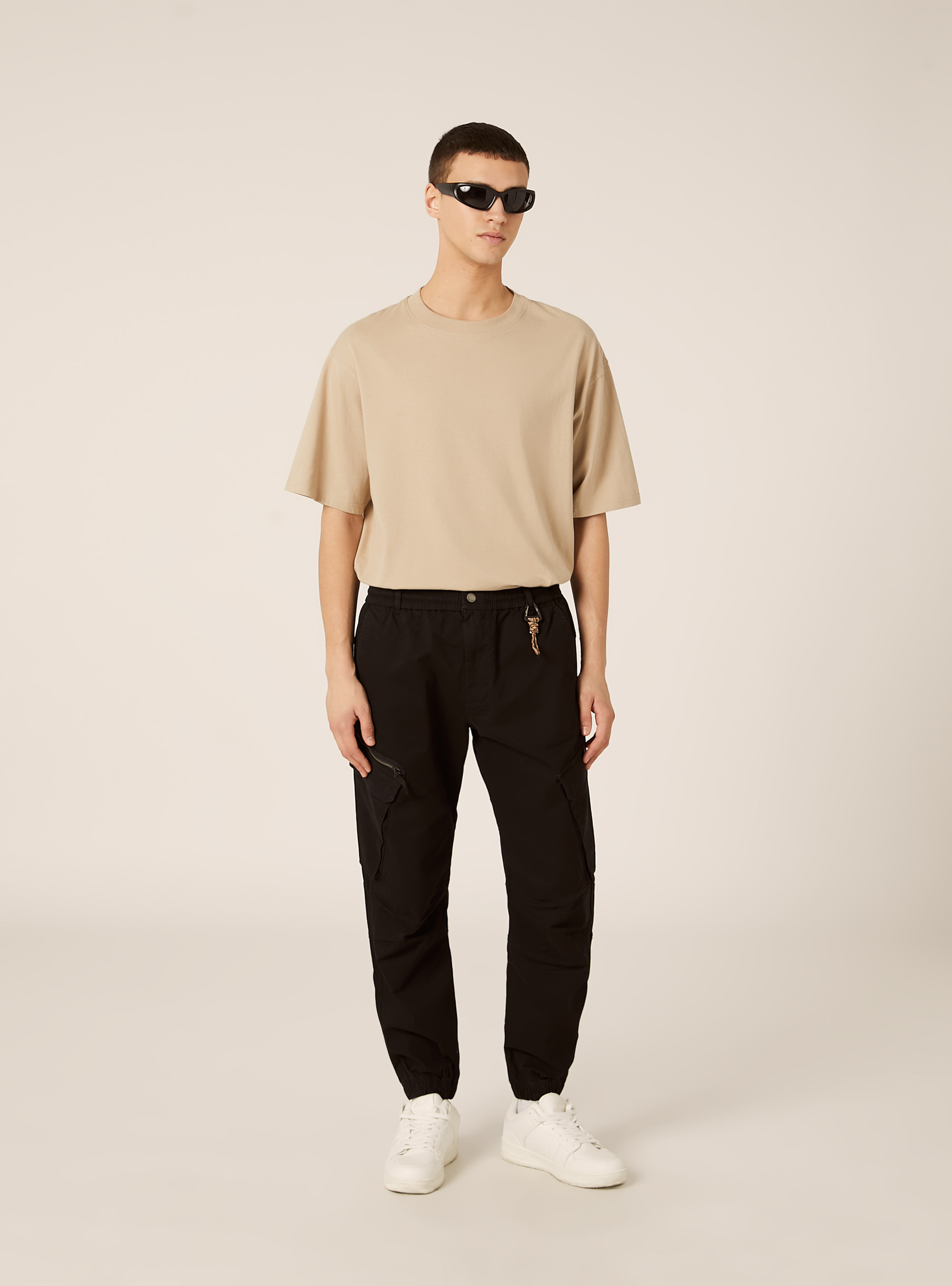 Twill cargo pants, BK1 BLACK