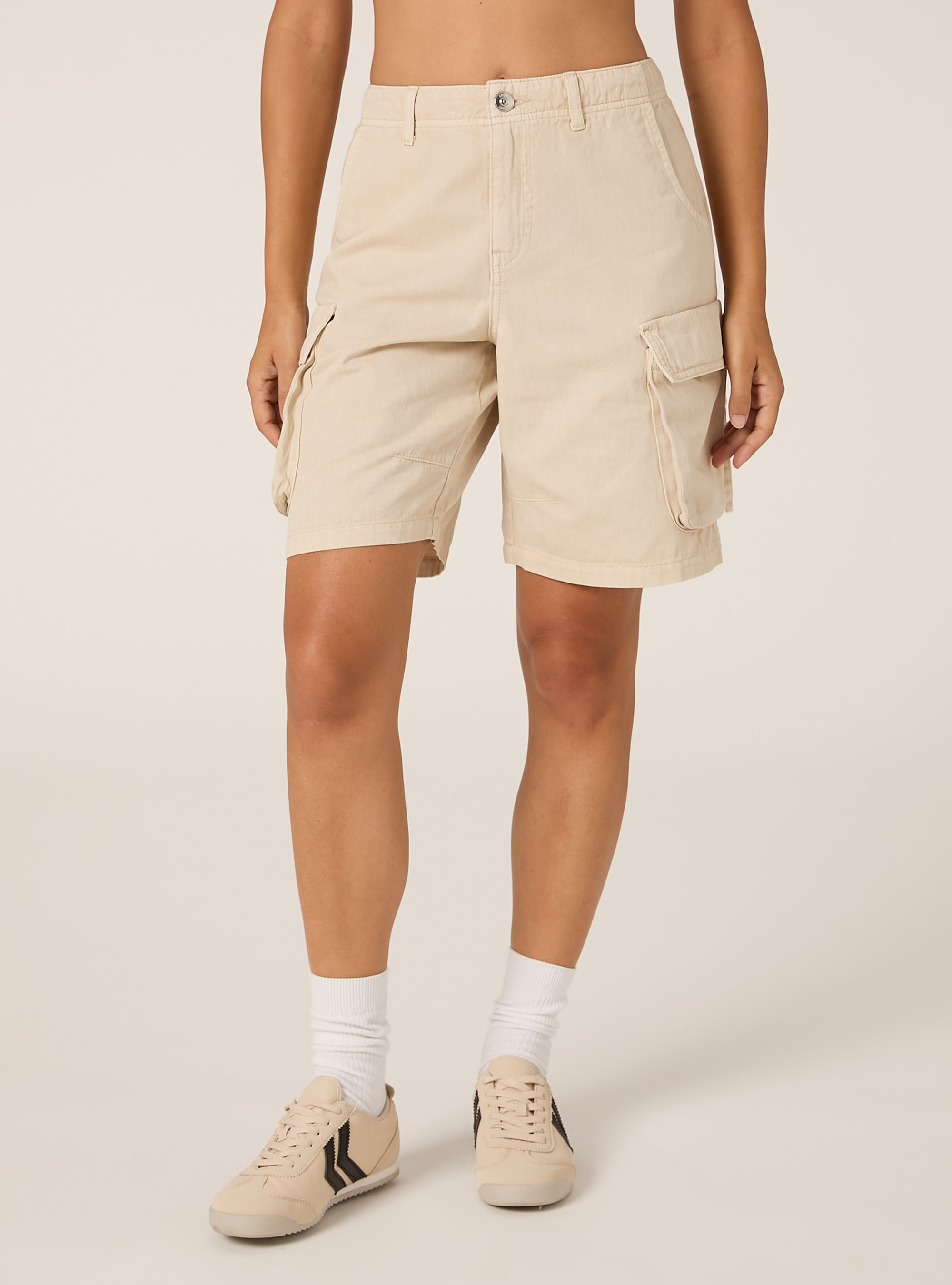 Bermuda cargo in twill, CREMA MEDIO