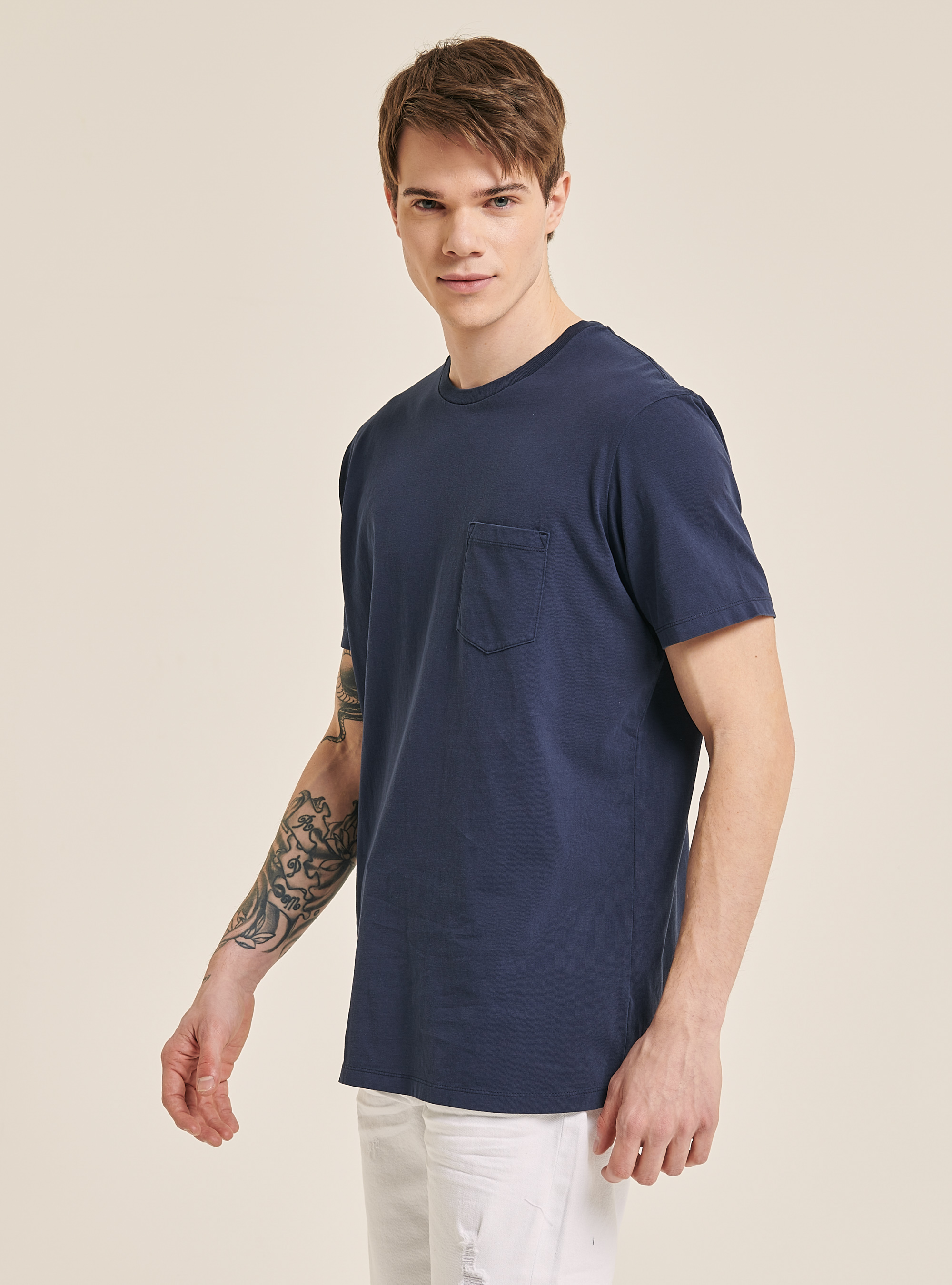 Crew-neck t-shirt with pocket, NA1 NAVY DARK