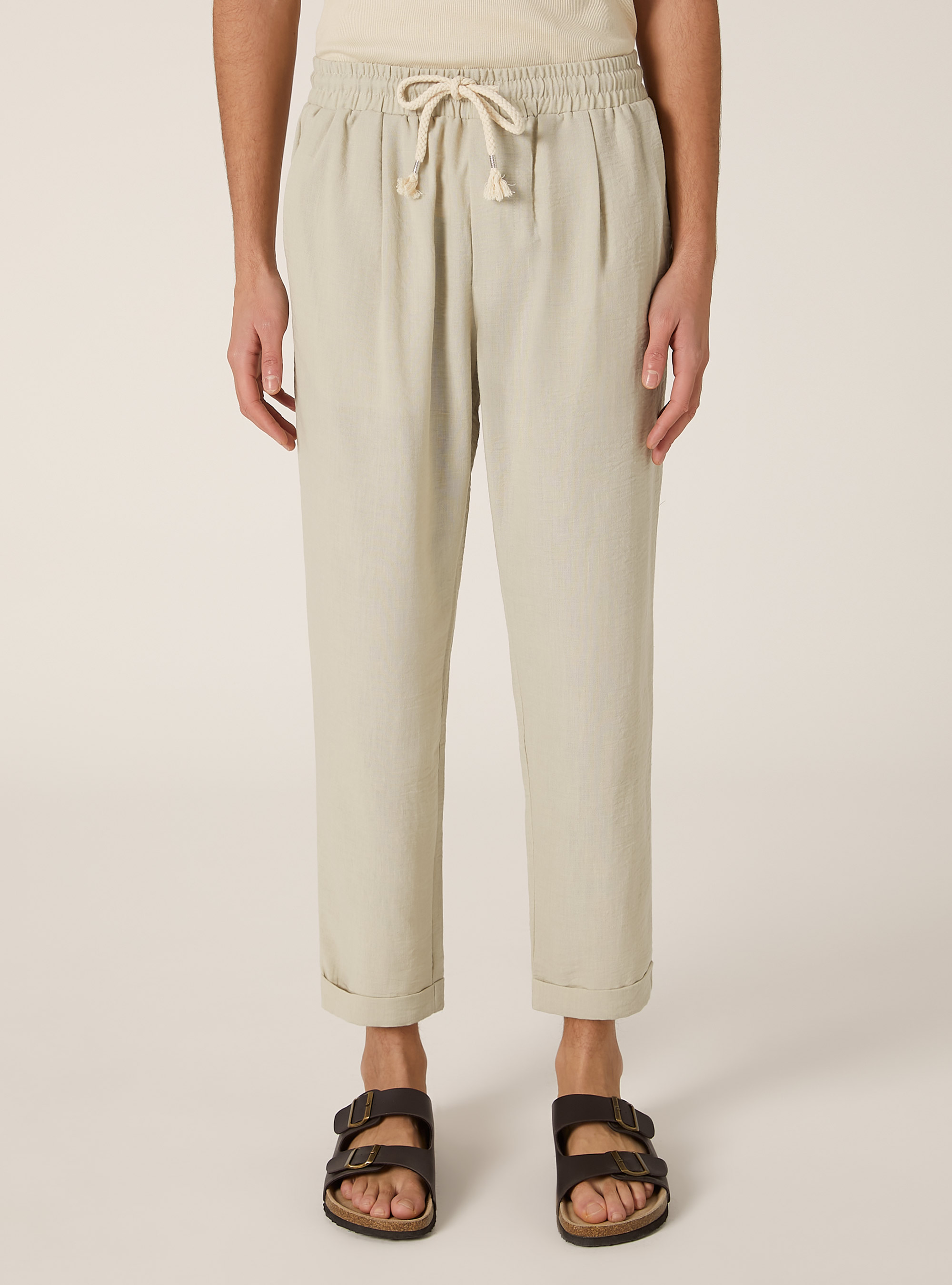 Pantalon de jogging l&eacute;ger avec &eacute;lastique, BG3 BEIGE LIGHT
