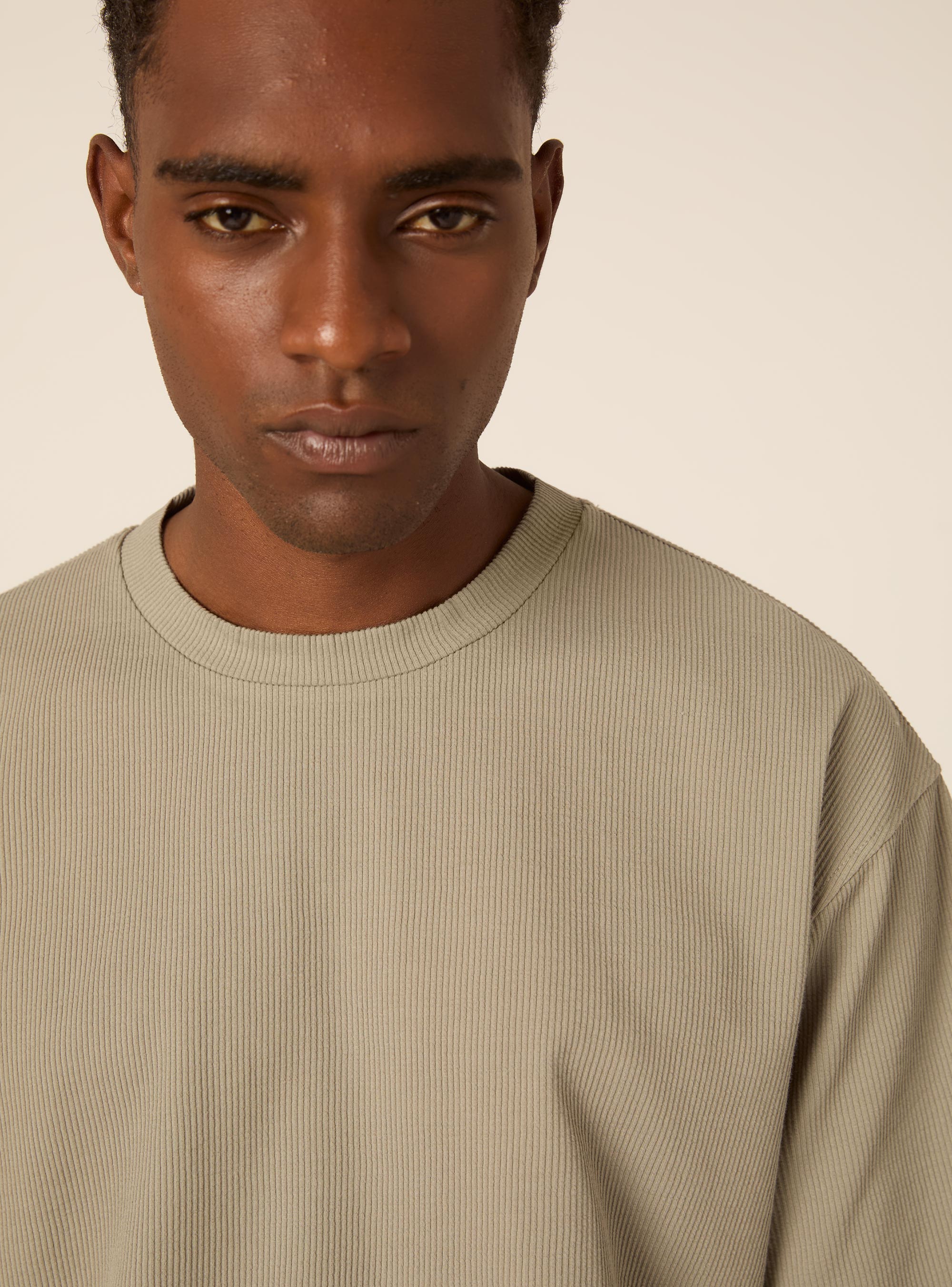 T-shirt boxy fit in maglia a coste, SG3 SAGE LIGHT