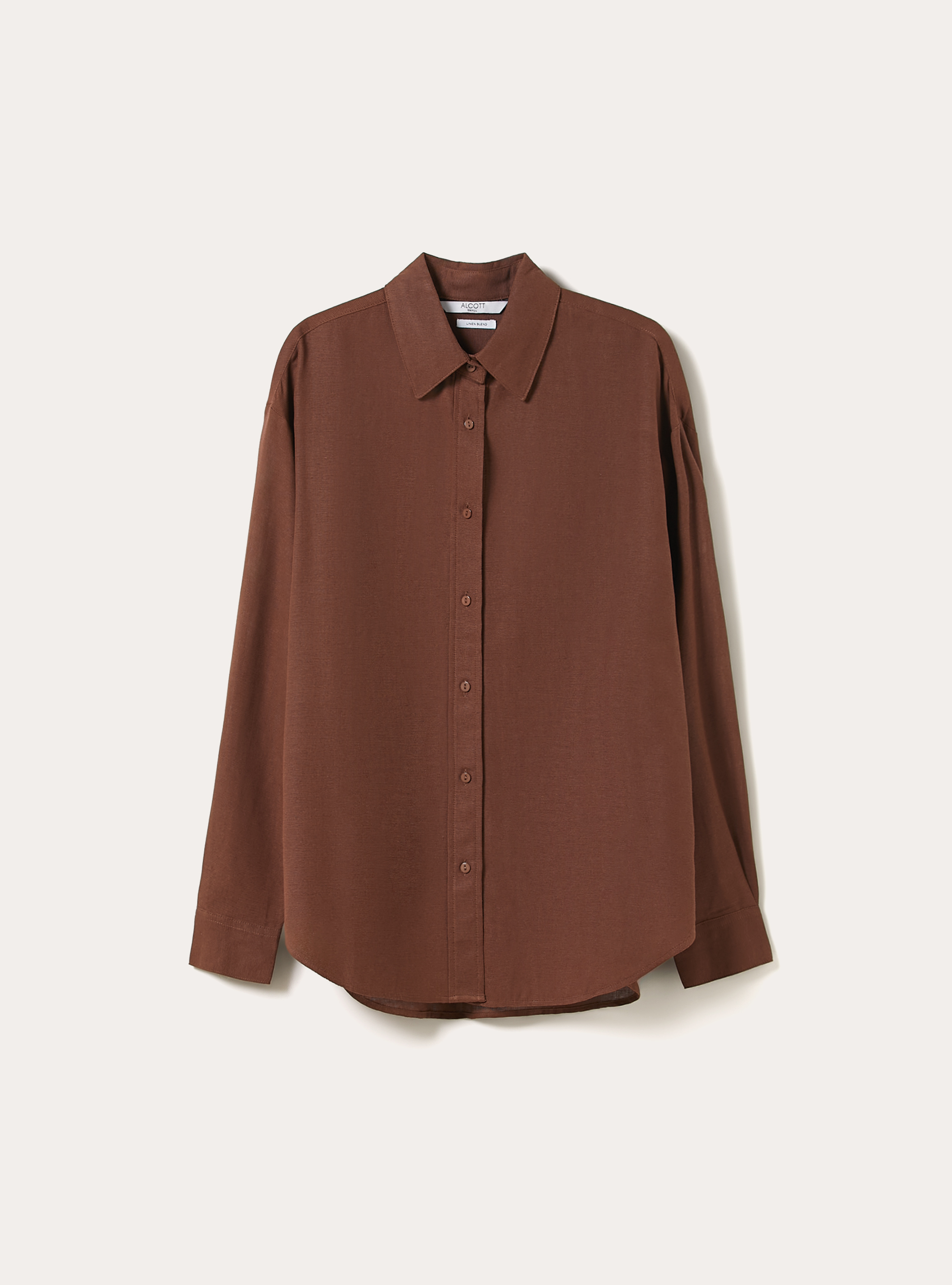 Camisa de mezcla de lino, BR2 BROWN MEDIUM
