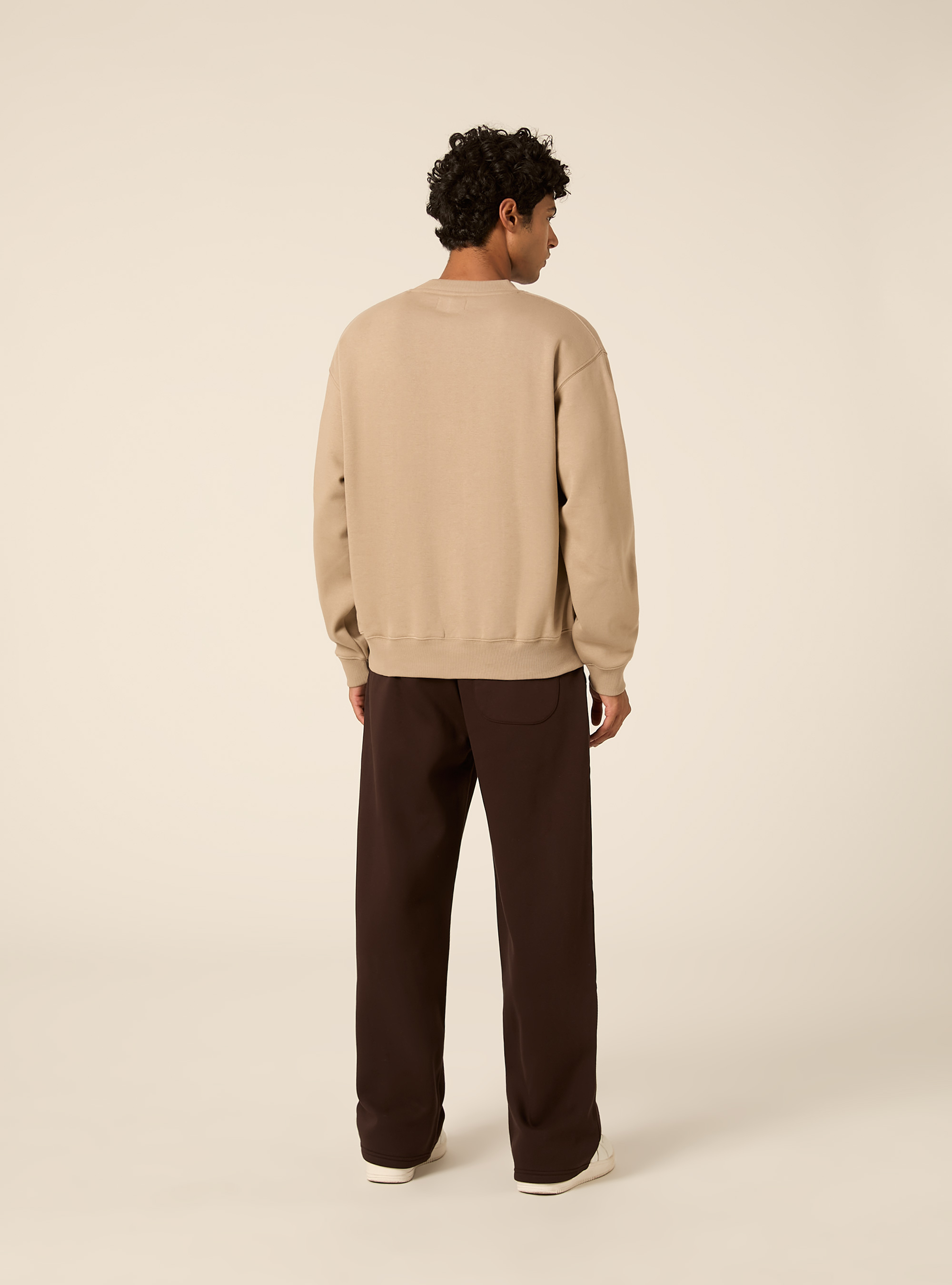 Basic boxy fit crewneck sweatshirt, BG2 BEIGE MEDIUM
