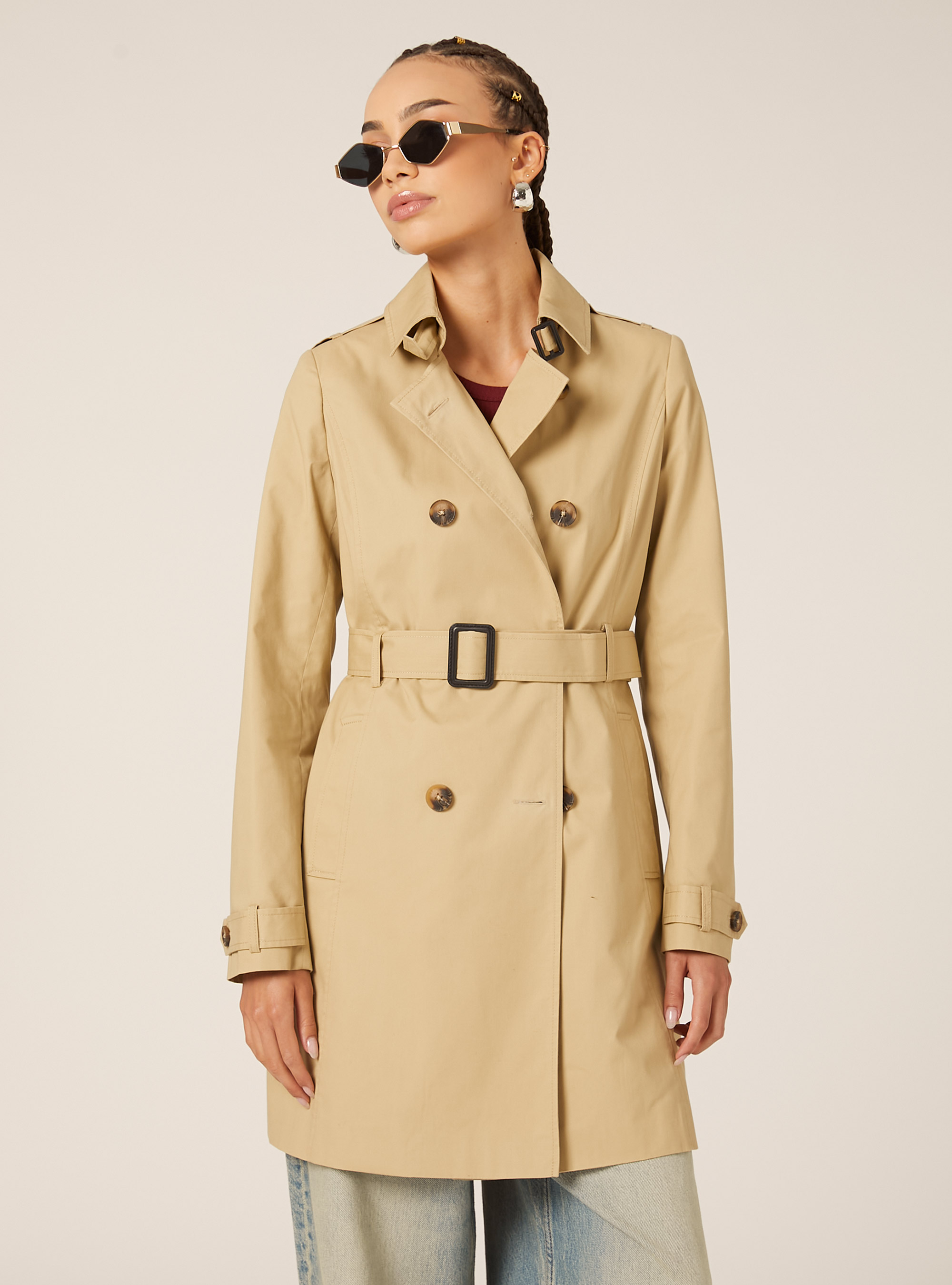 Trench souple avec ceinture, BG1 BEIGE DARK