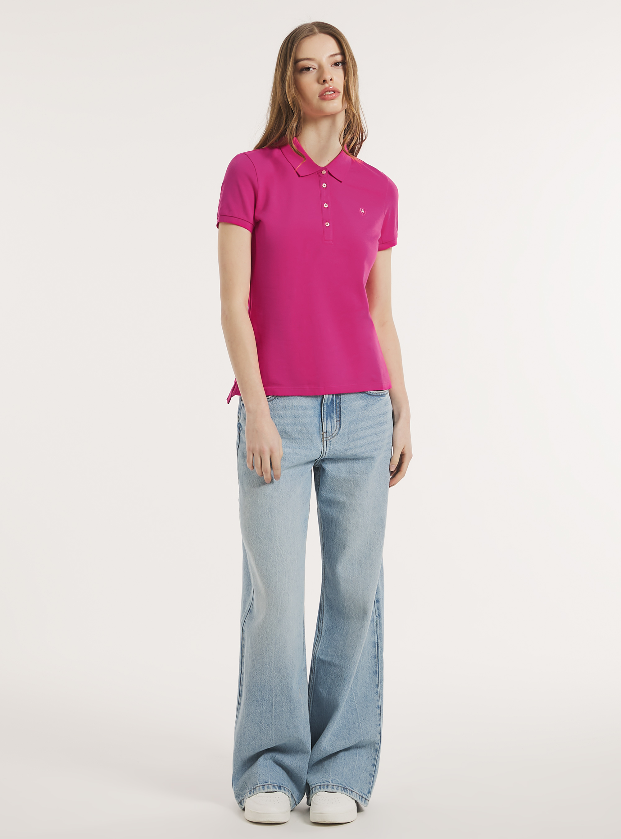 Polo de piqu&eacute; de algod&oacute;n con bordado, FX2 FUXIA MEDIUM