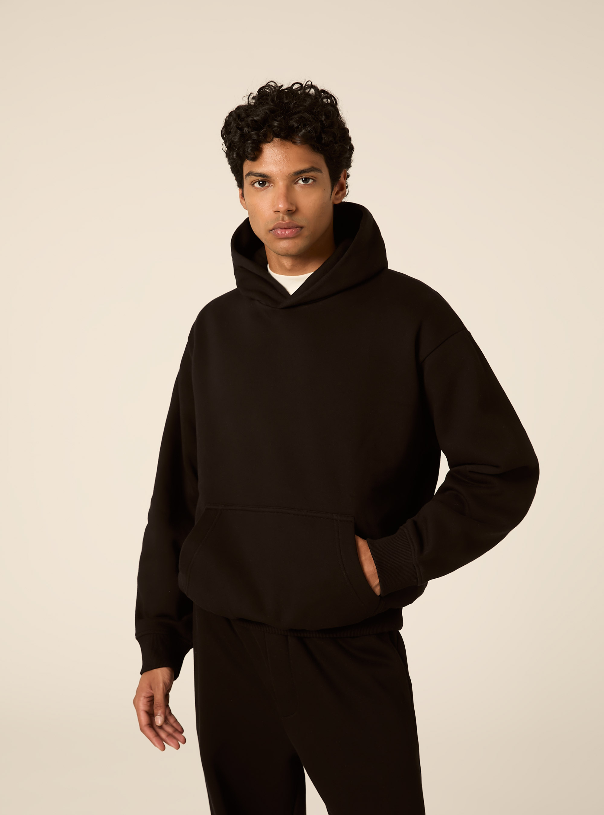 Boxy fit hoodie, BK1 BLACK