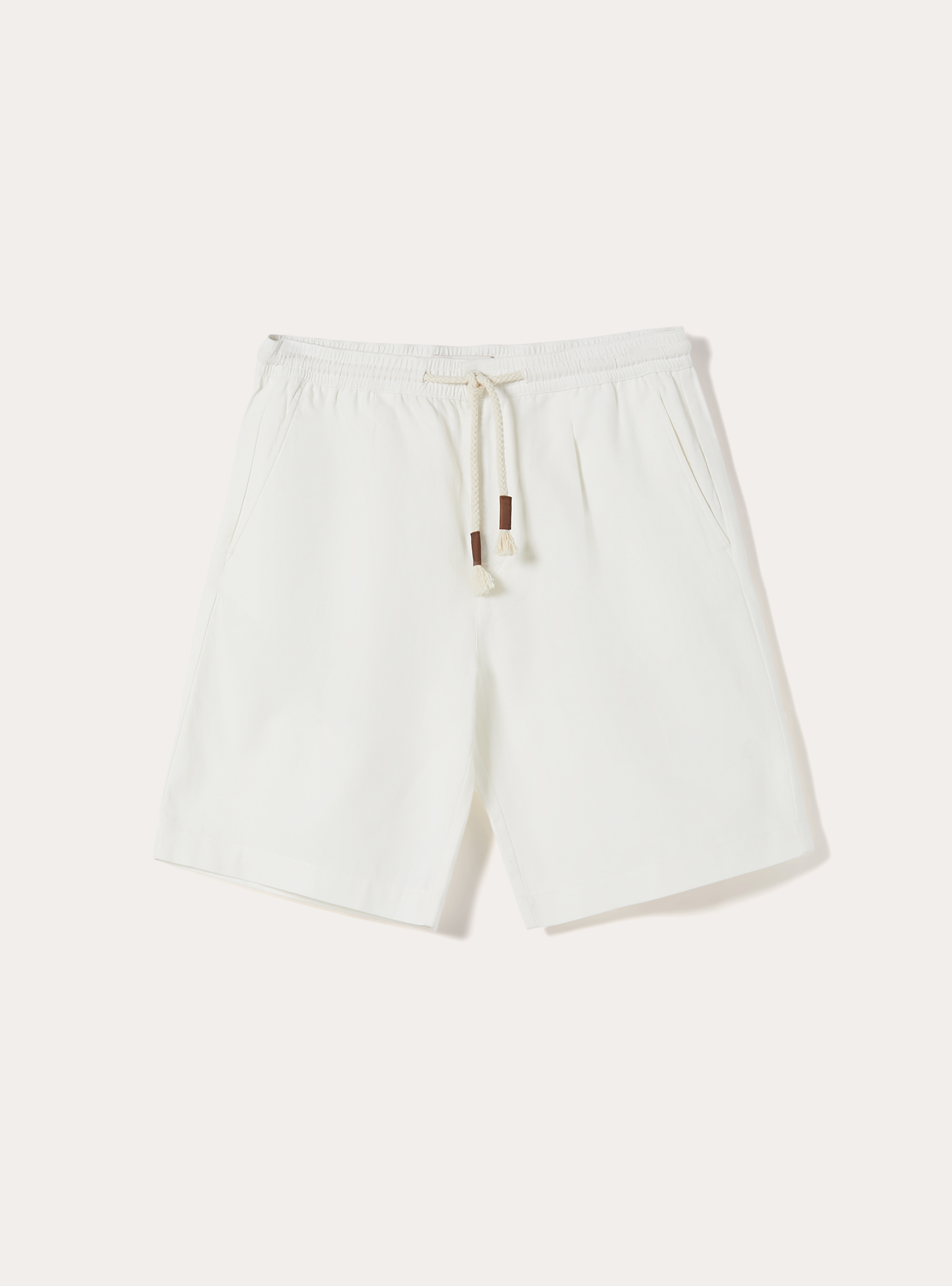 Linen blend drawstring shorts, WH1 OFF WHITE