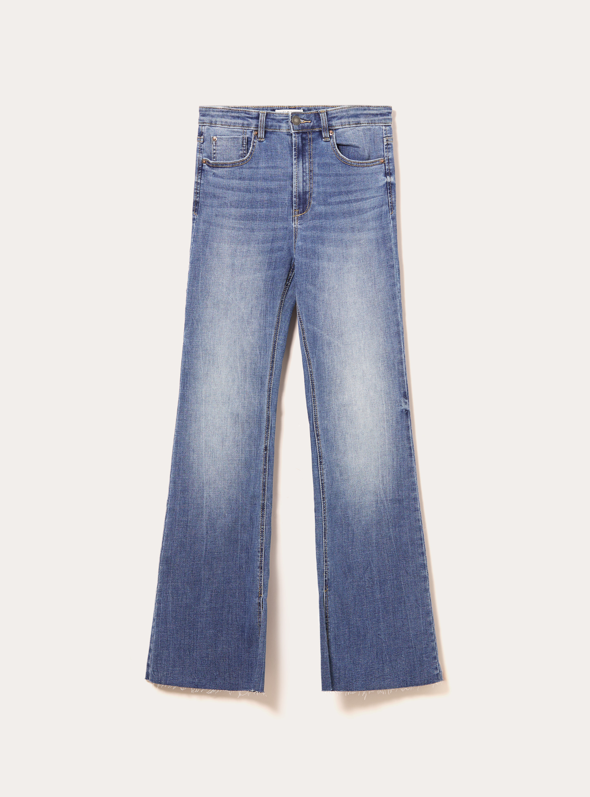 Jeans flare taille haute, D006 AZURE