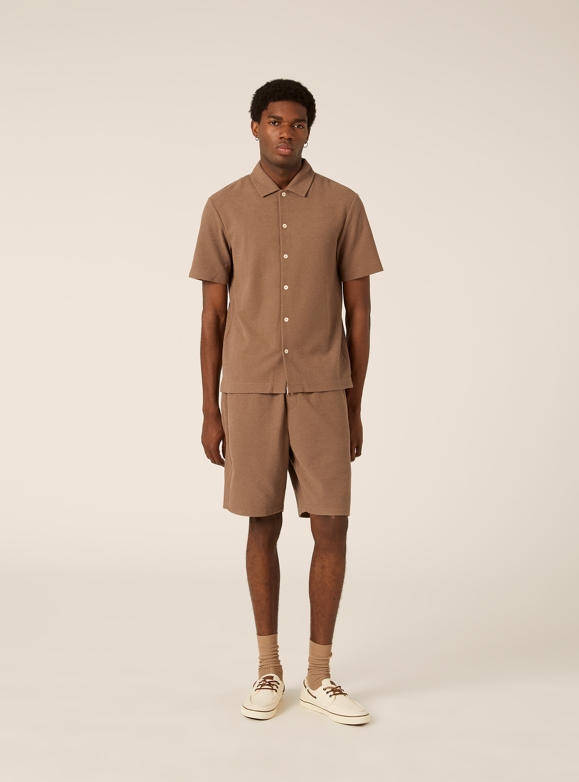 Strukturierte Baumwoll-Bermudas, BR2 BROWN MEDIUM