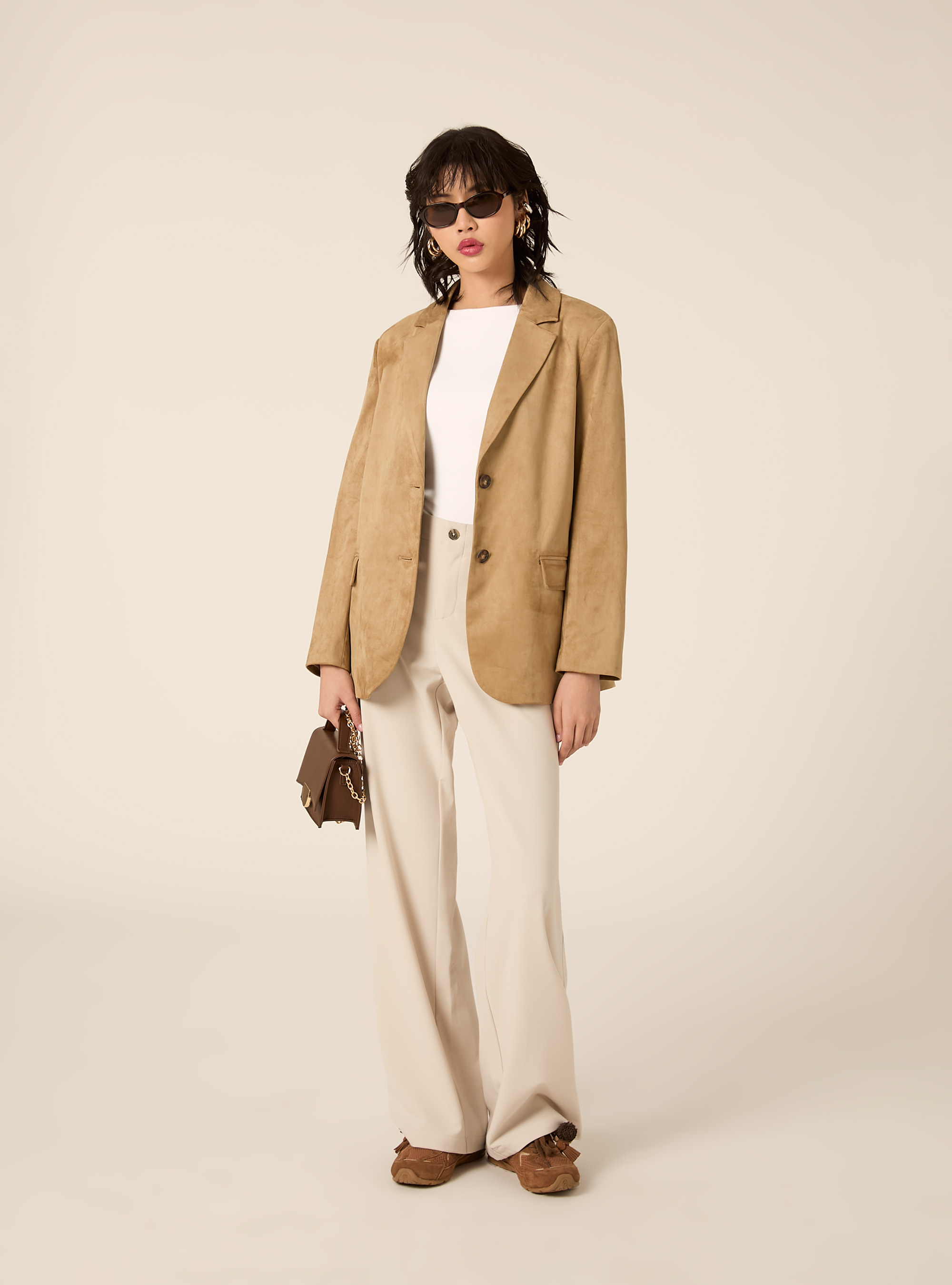 Blazer con efecto ante, BG2 BEIGE MEDIUM