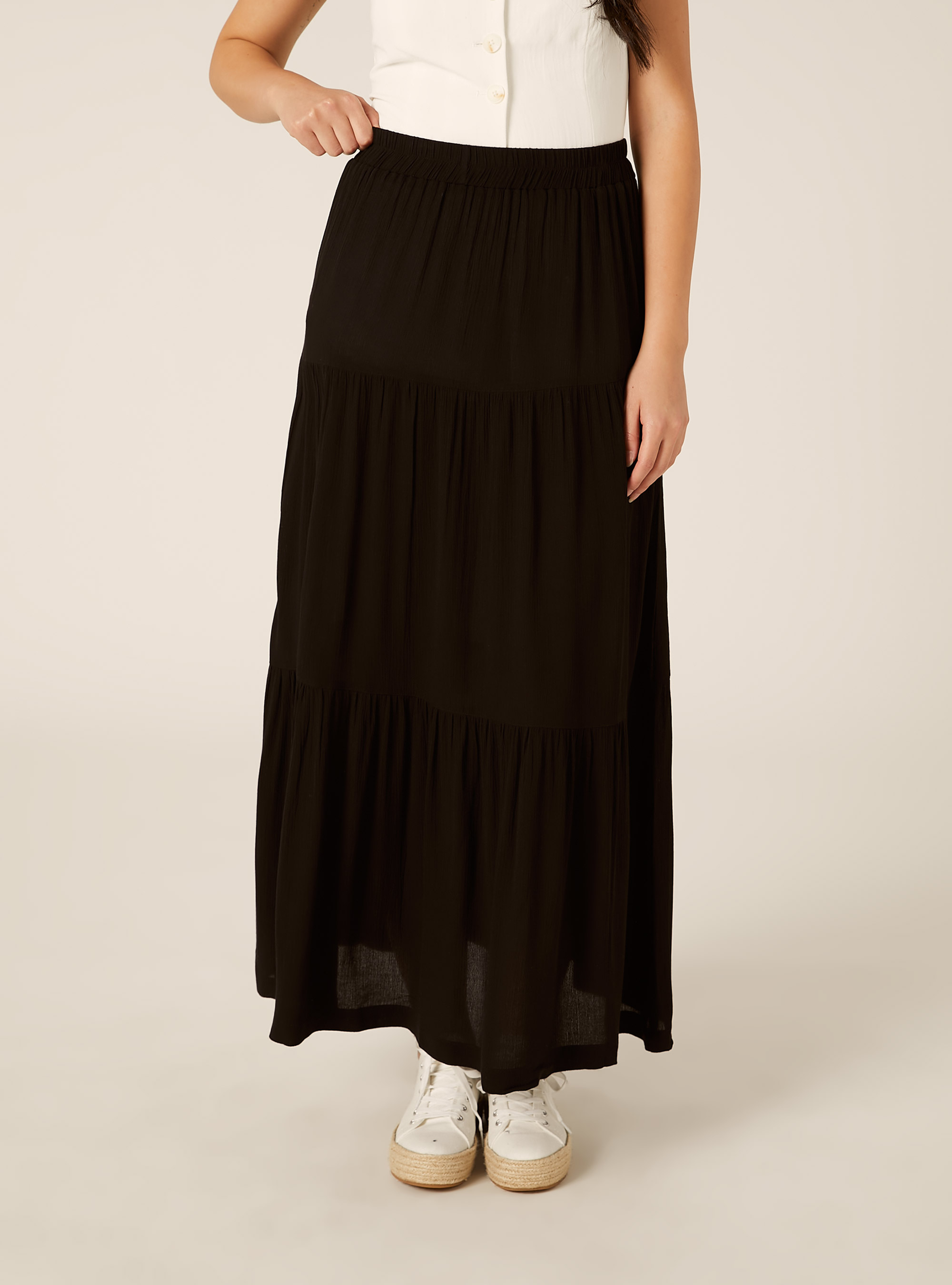 Boho maxi skirt, BK1 BLACK