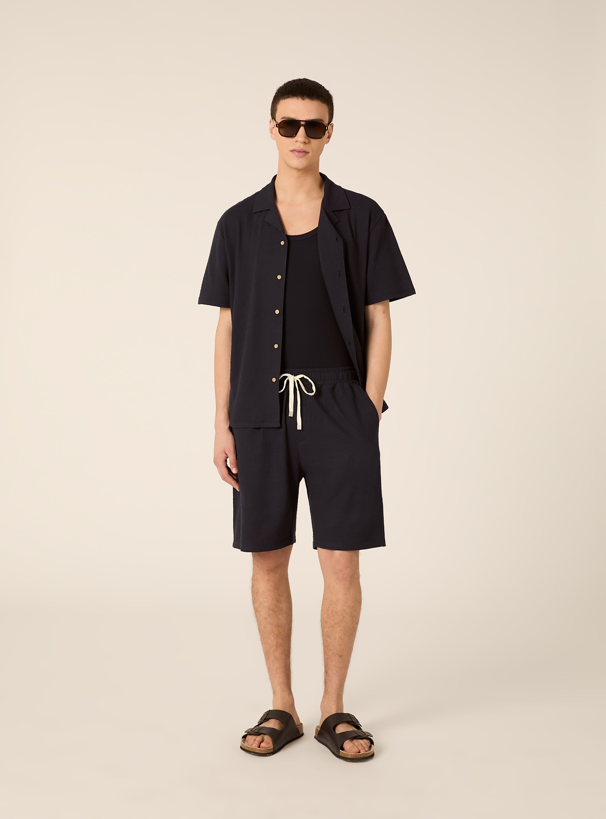 Textured Bermuda Shorts, Regular Fit, NA1 NAVY DARK