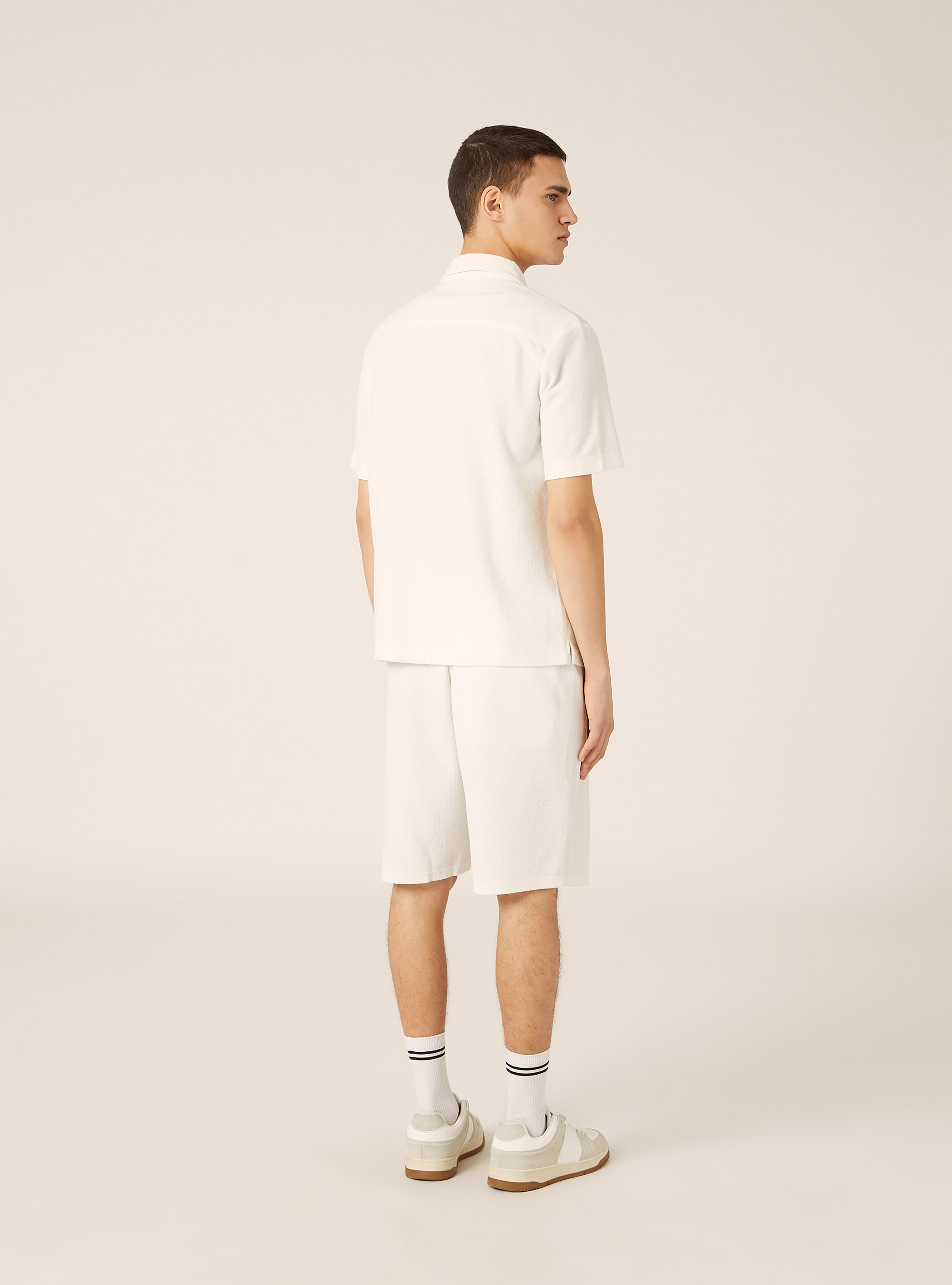 Kurzarmhemd mit Textur, WH1 OFF WHITE