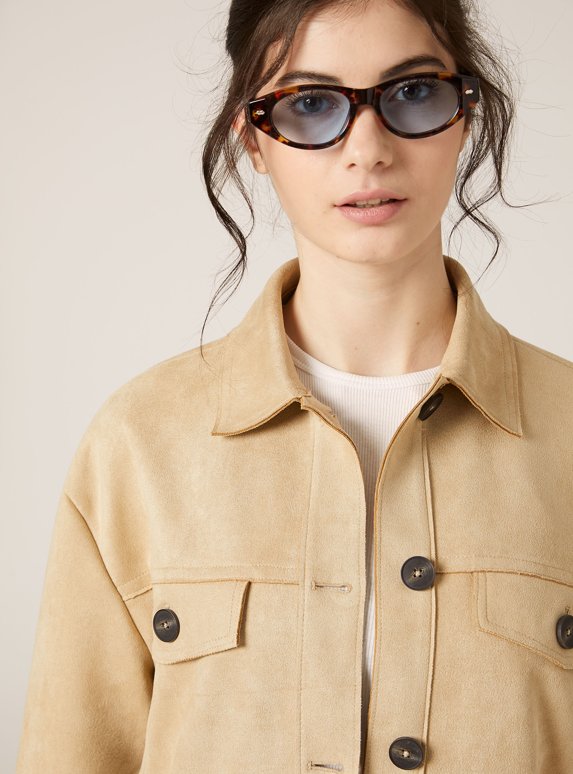 Veste chemise effet daim, BG3 BEIGE LIGHT