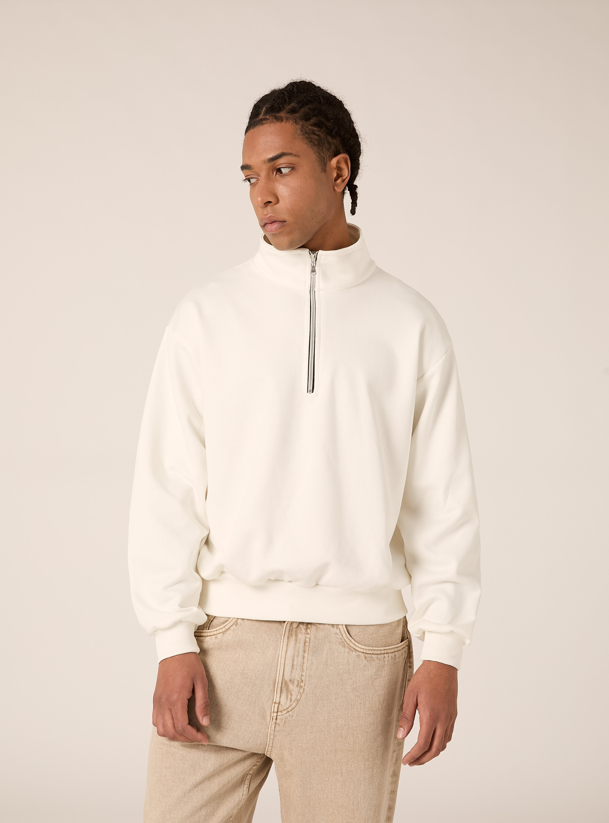 felpa box fit, OFF WHITE