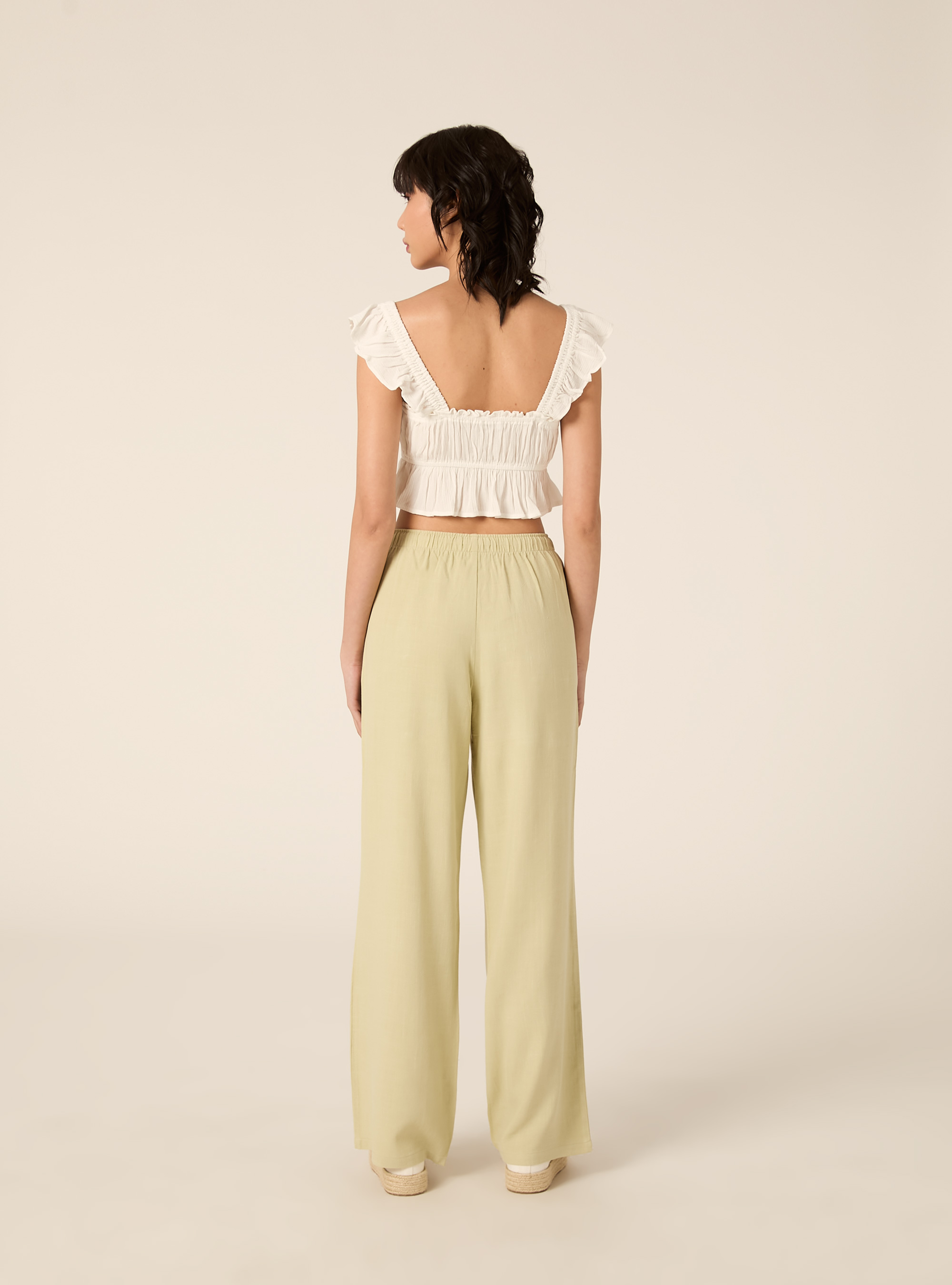 Linen-blend palazzo pants, KY3 KAKY LIGHT