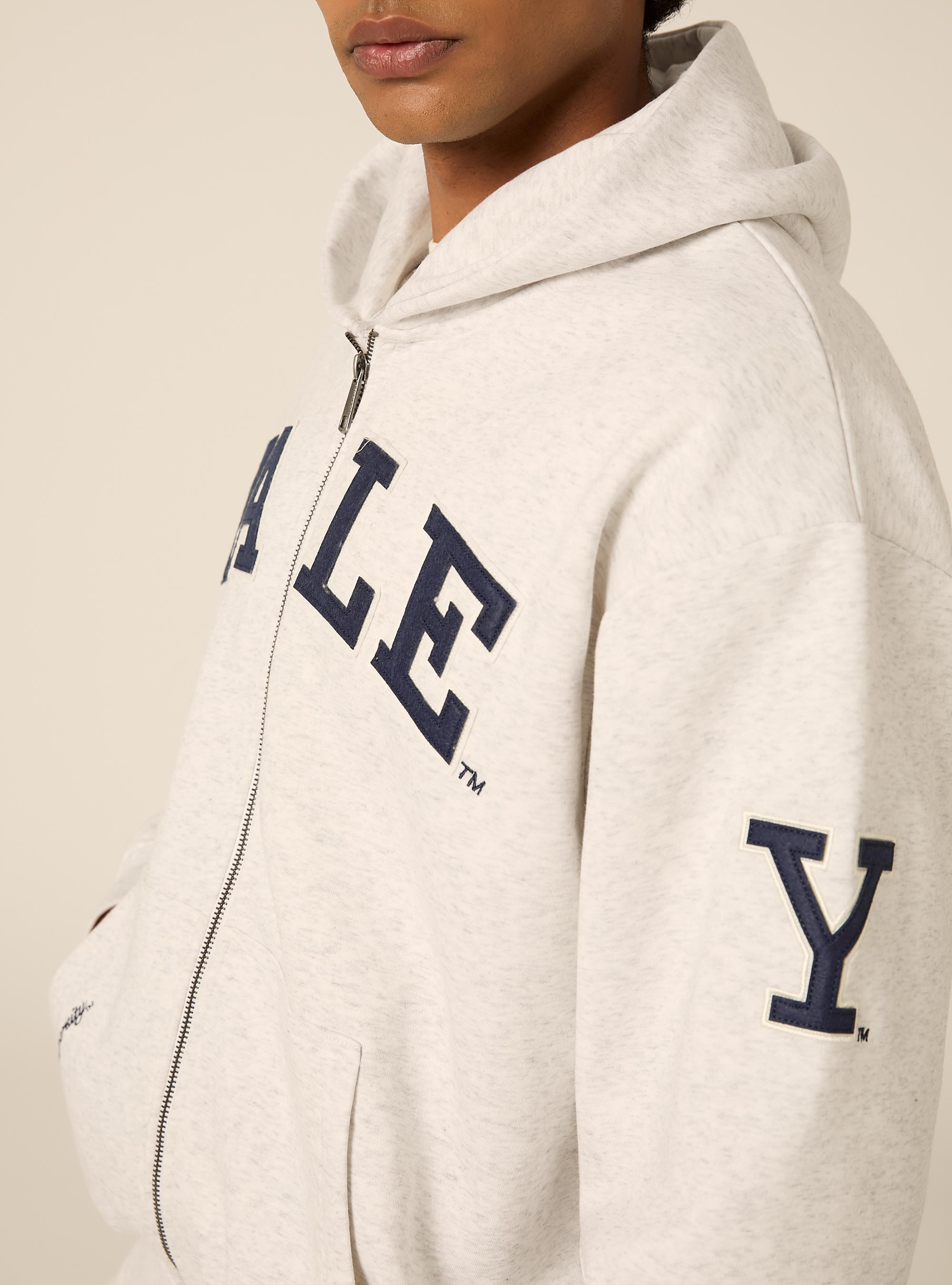 Cardigan yale boxy fit, GRIGIO CHIARO MELANGE