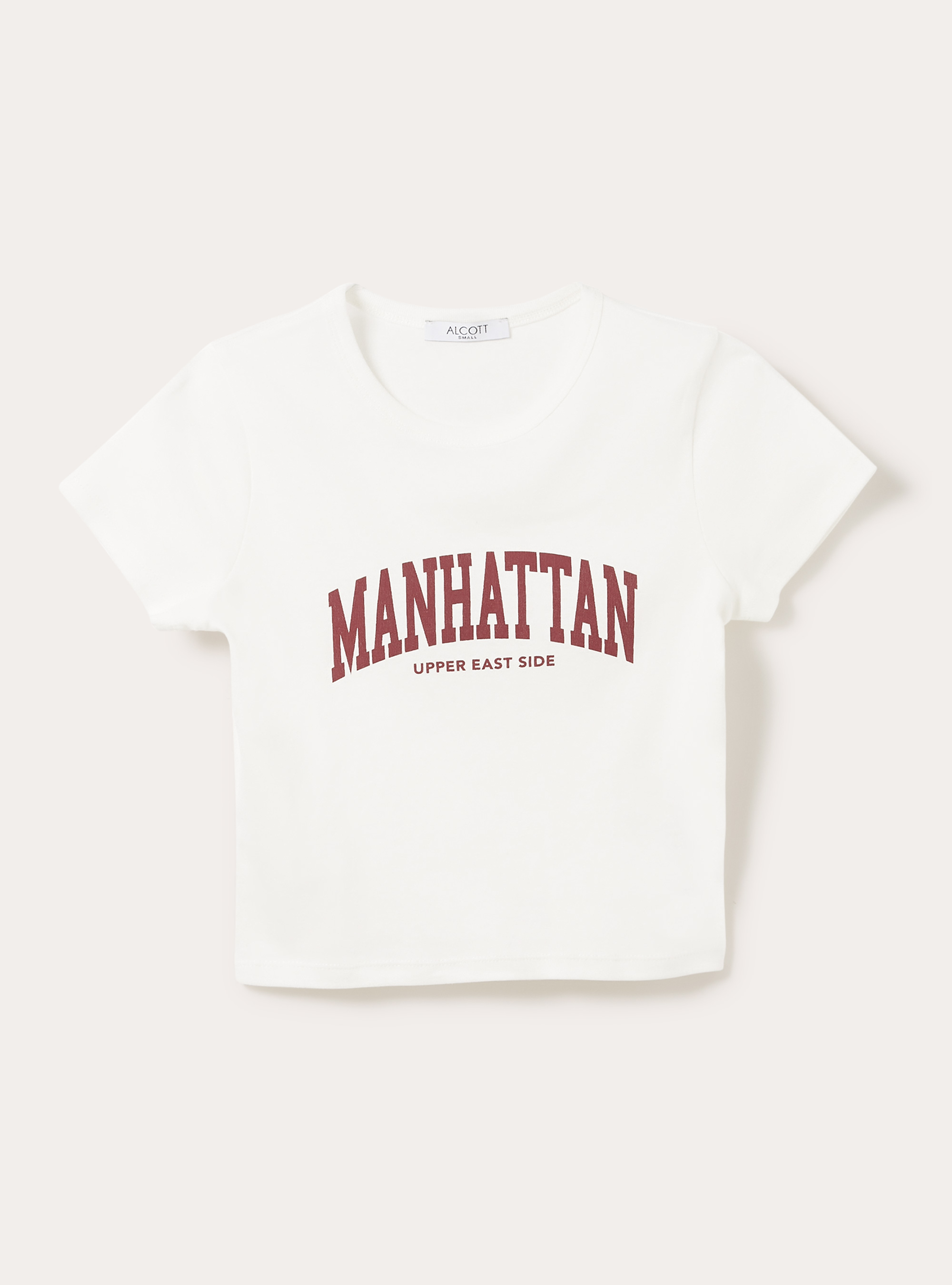 Cropped Short Sleeve Varsity Graphic T-Shirt, WH1 OFF WHITE