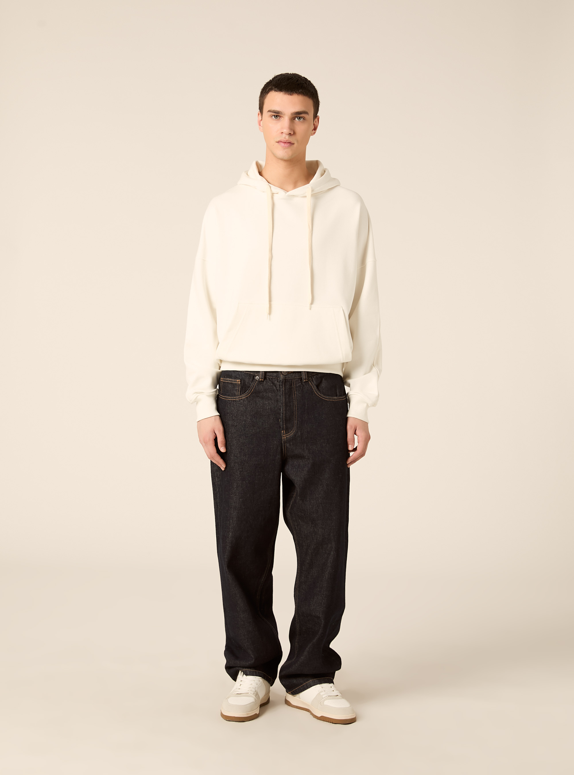 Sudadera Boxy con Estampado en Relieve, WH1 OFF WHITE