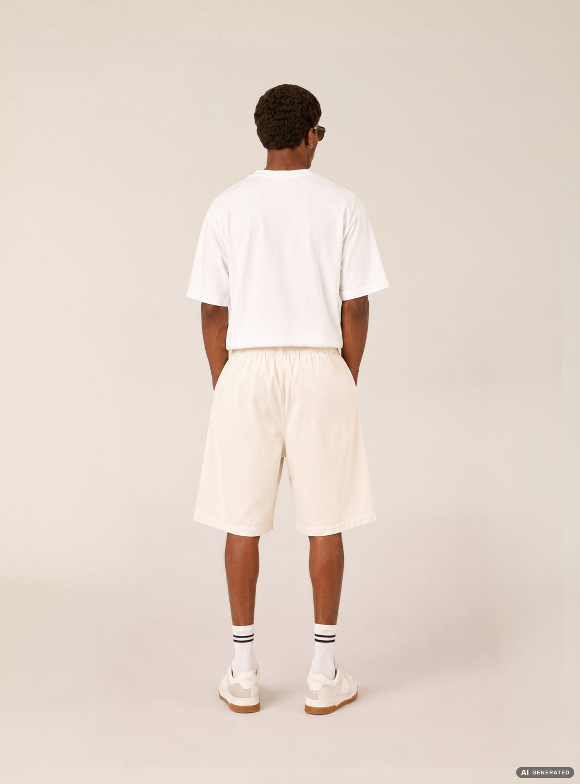 Bermuda baggy con pince misto cotone, CR3 CREAM LIGHT
