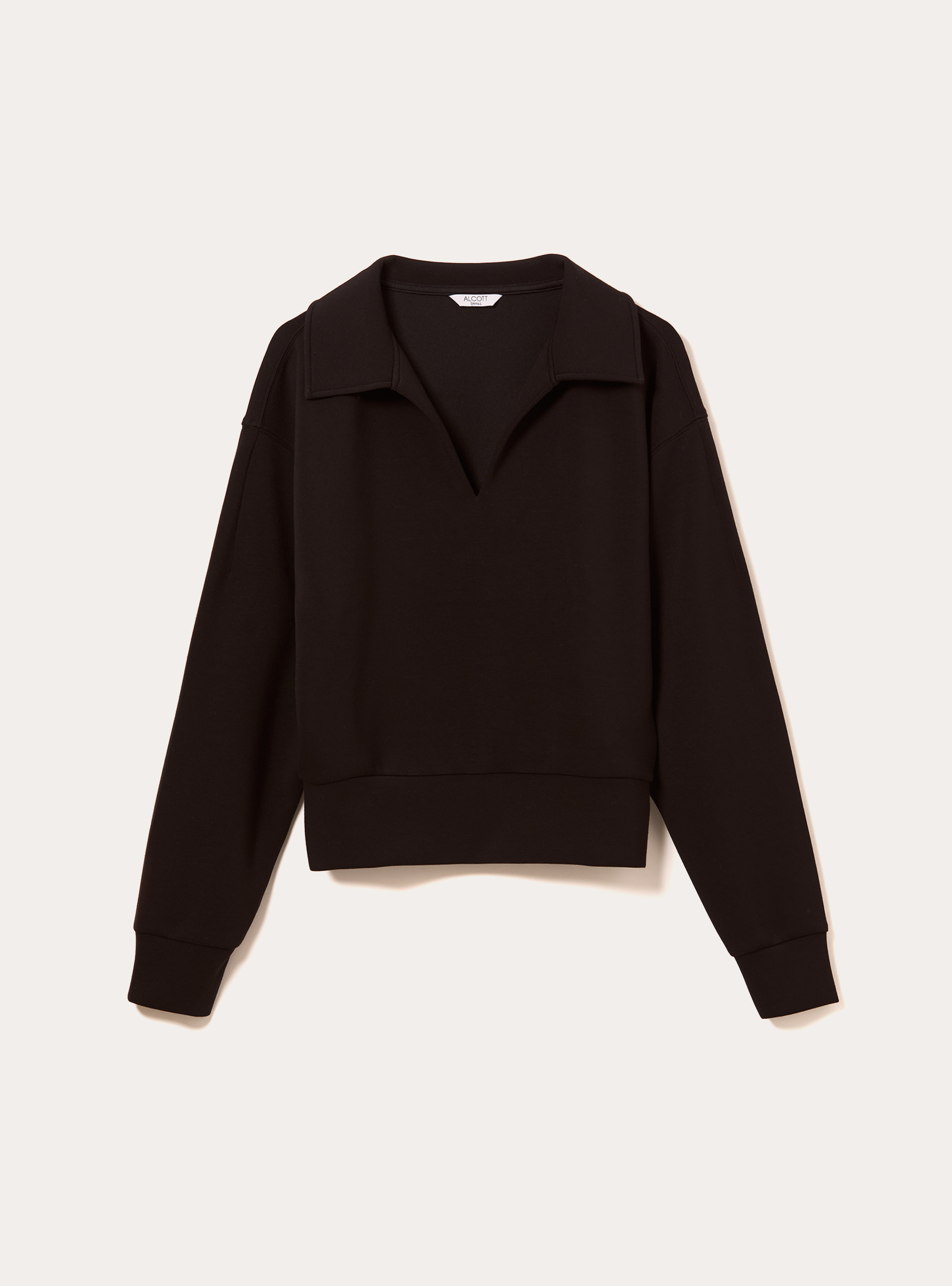Sweat-shirt &agrave; col polo, BK1 BLACK