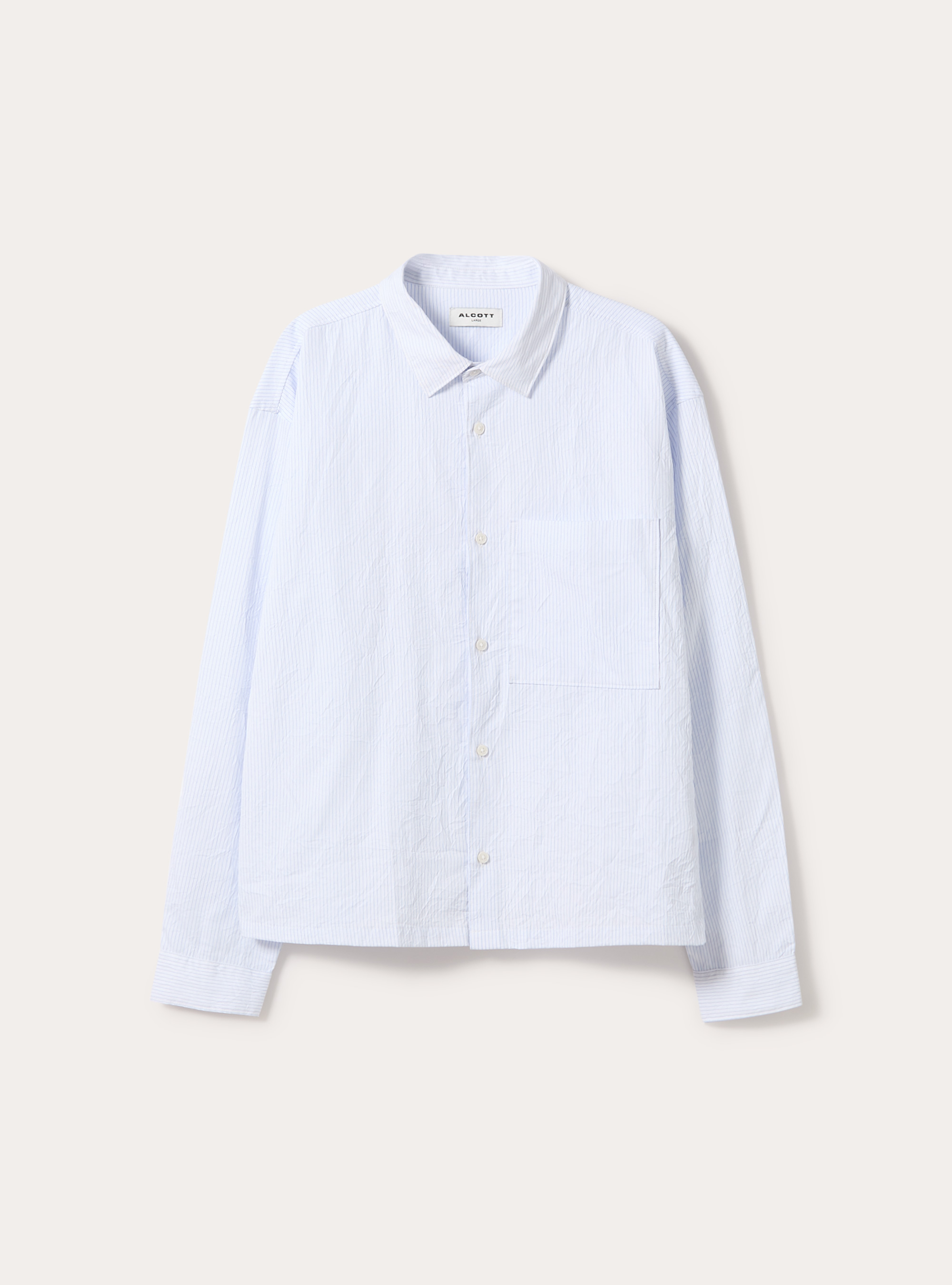Camicia boxy fit effetto stropicciato a righe, PANNA
