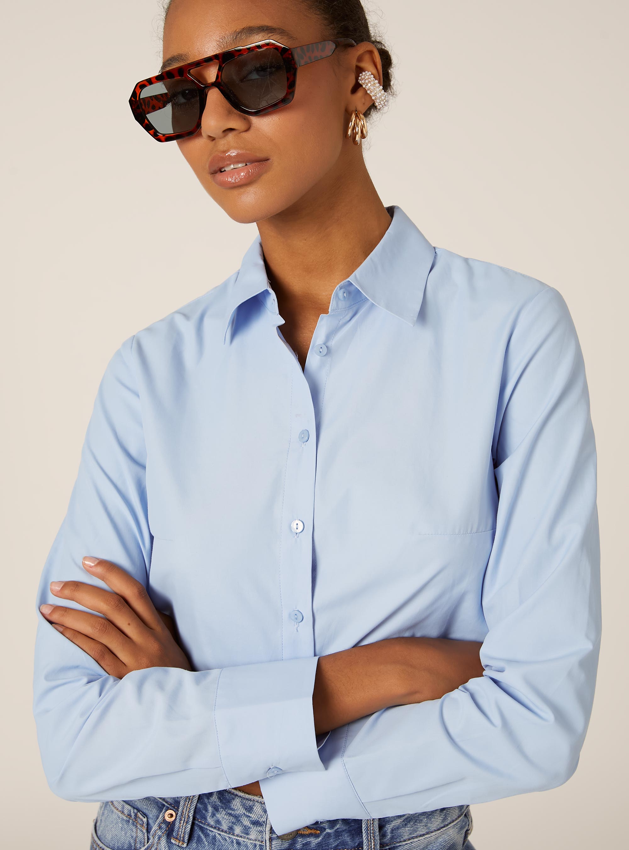 Chemise courte en popeline, AZ3 AZURE LIGHT