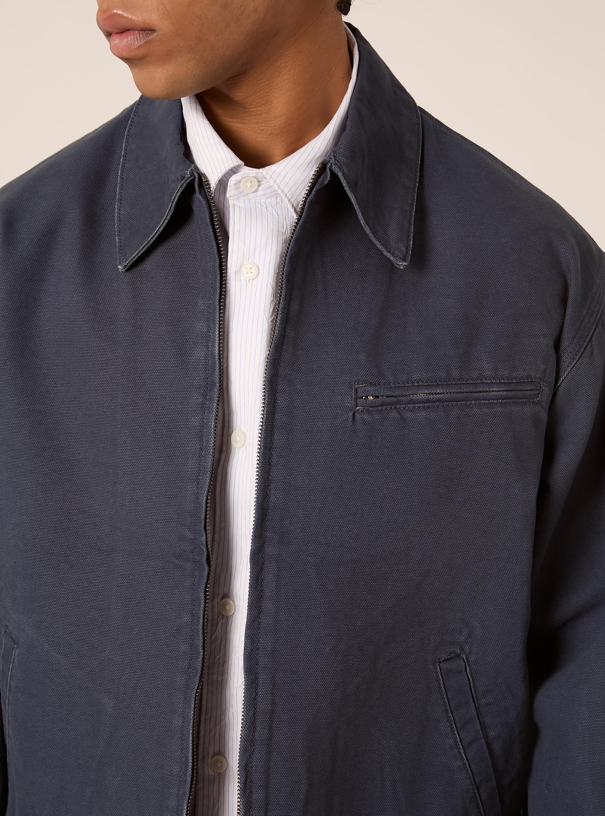Canvas jacket with collar, NA2 NAVY MEDIUM
