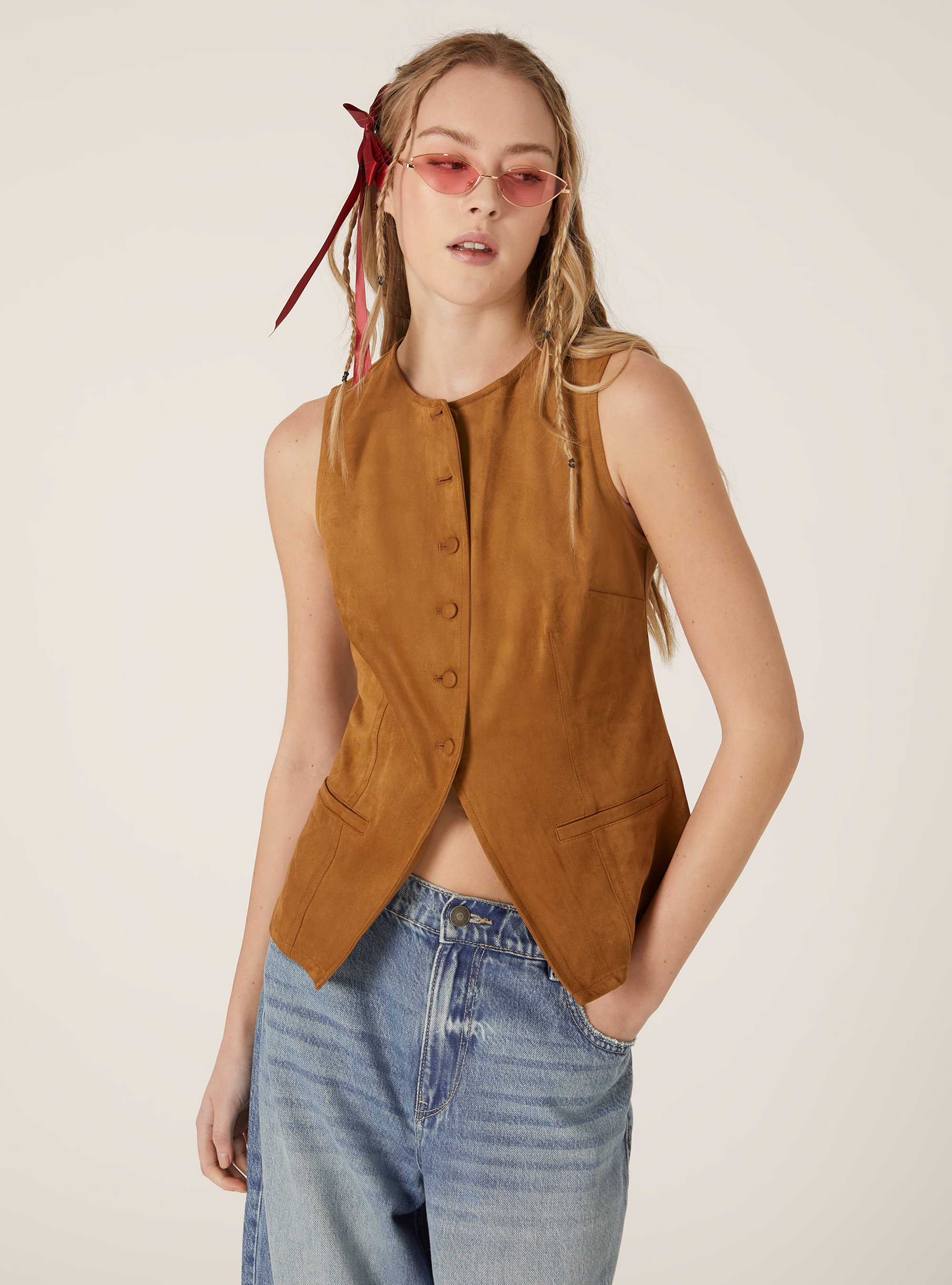 Gilet &agrave; effet daim, TB2 TOBACCO MEDIUM