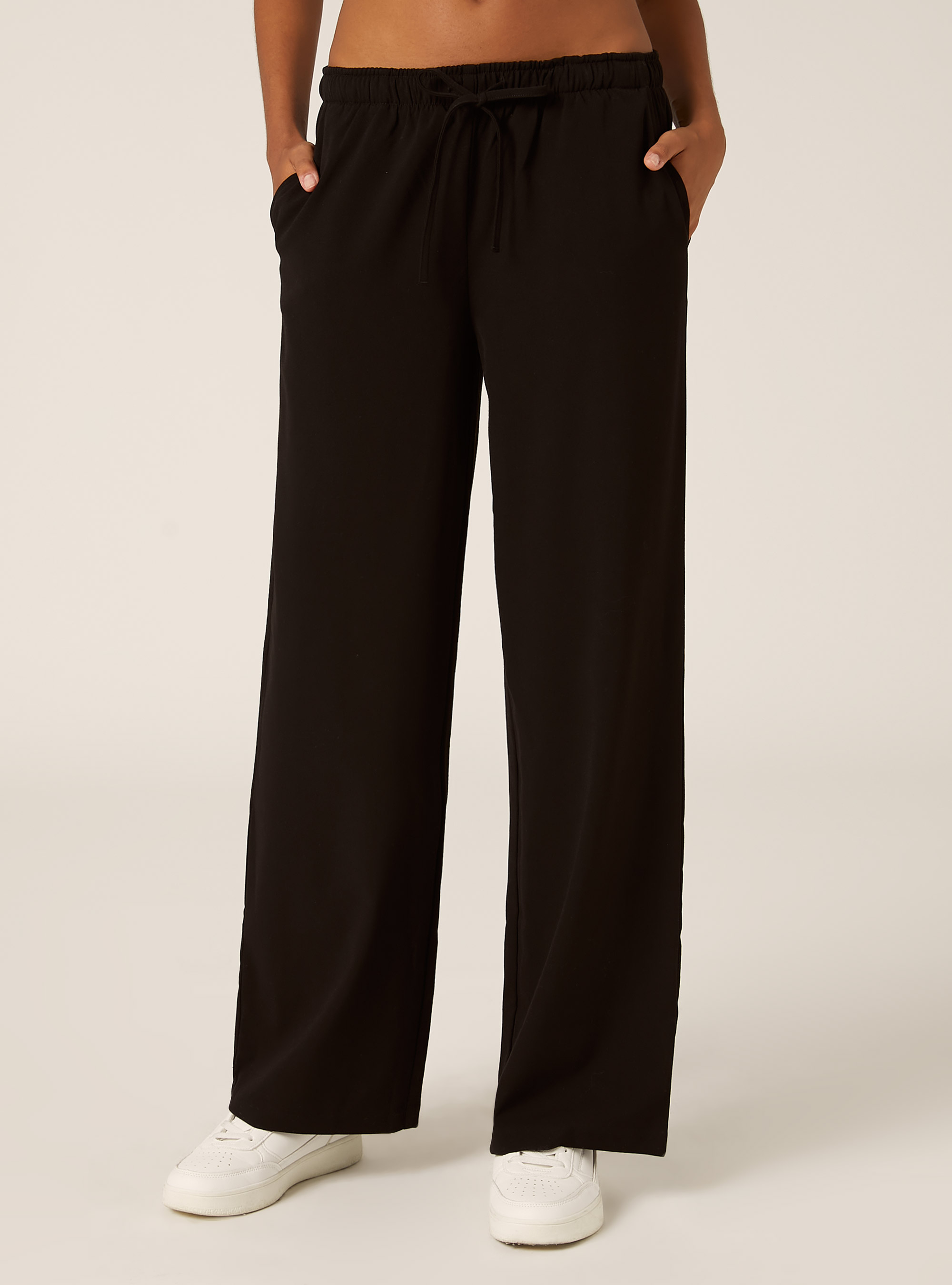 Pantalones elegantes con cord&oacute;n, BK1 BLACK