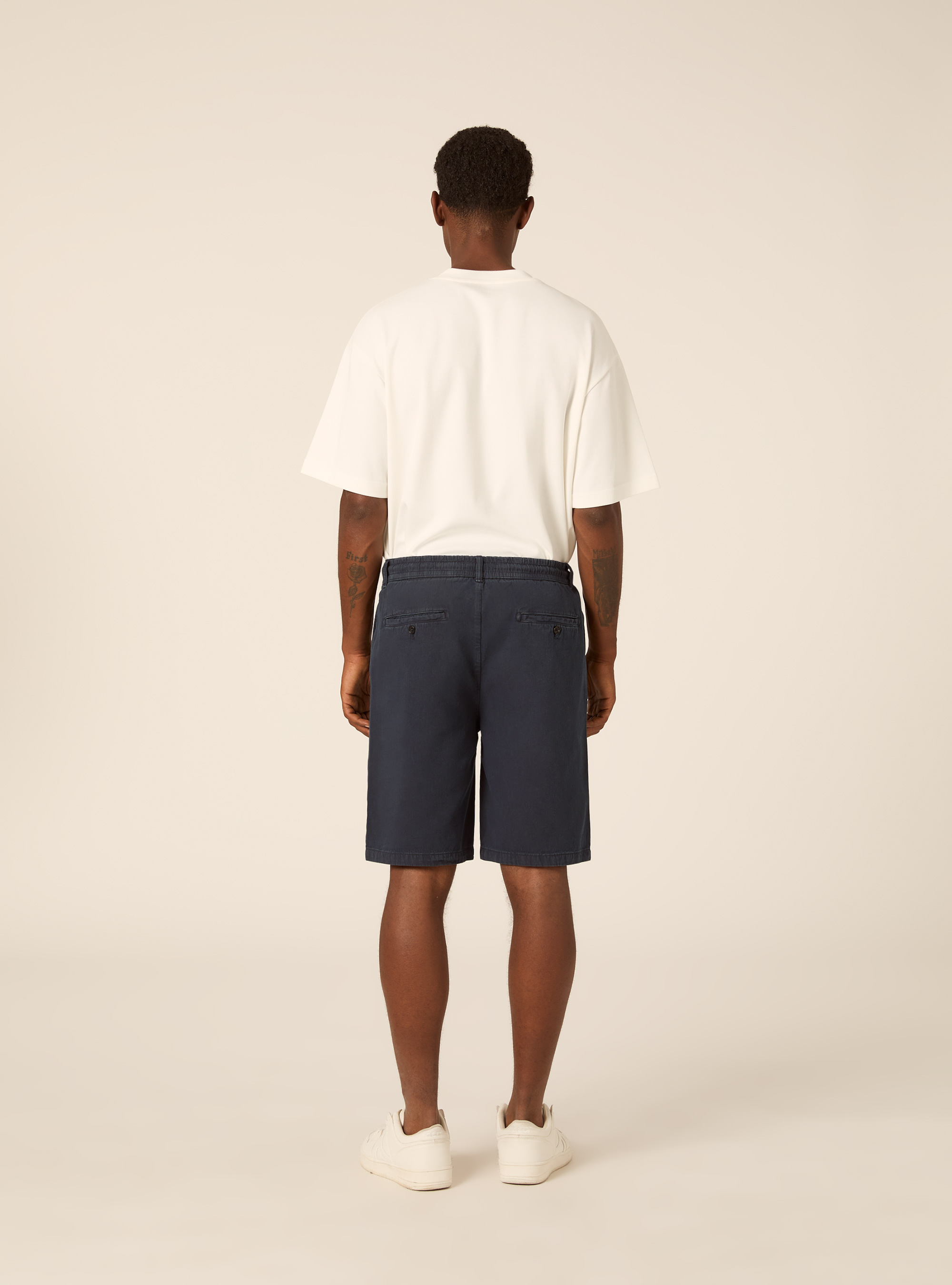 Bermuda in baby twill di cotone, NAVY MEDIO