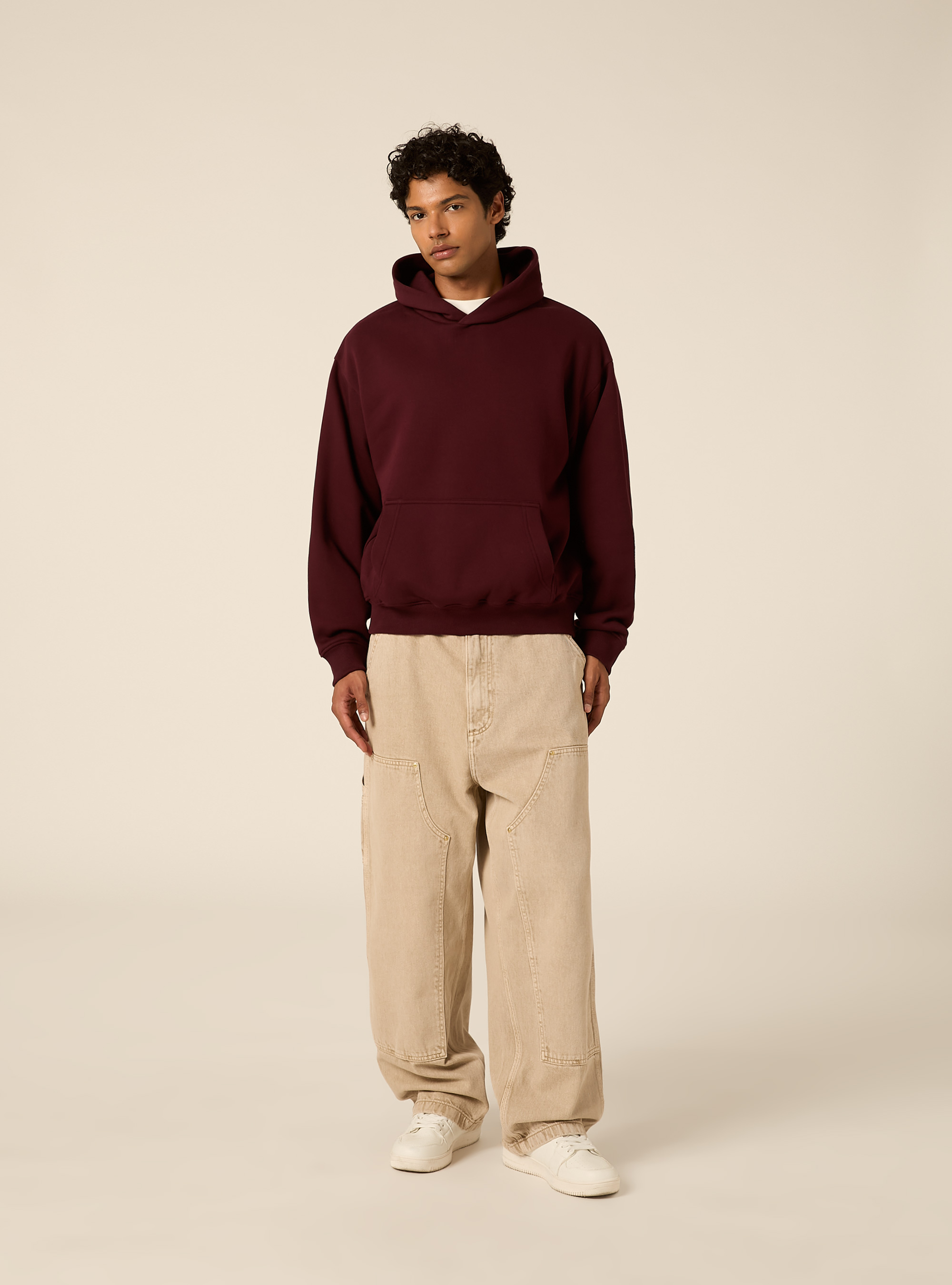 Boxy fit kapuzenpullover, BO1 BORDEAUX DARK