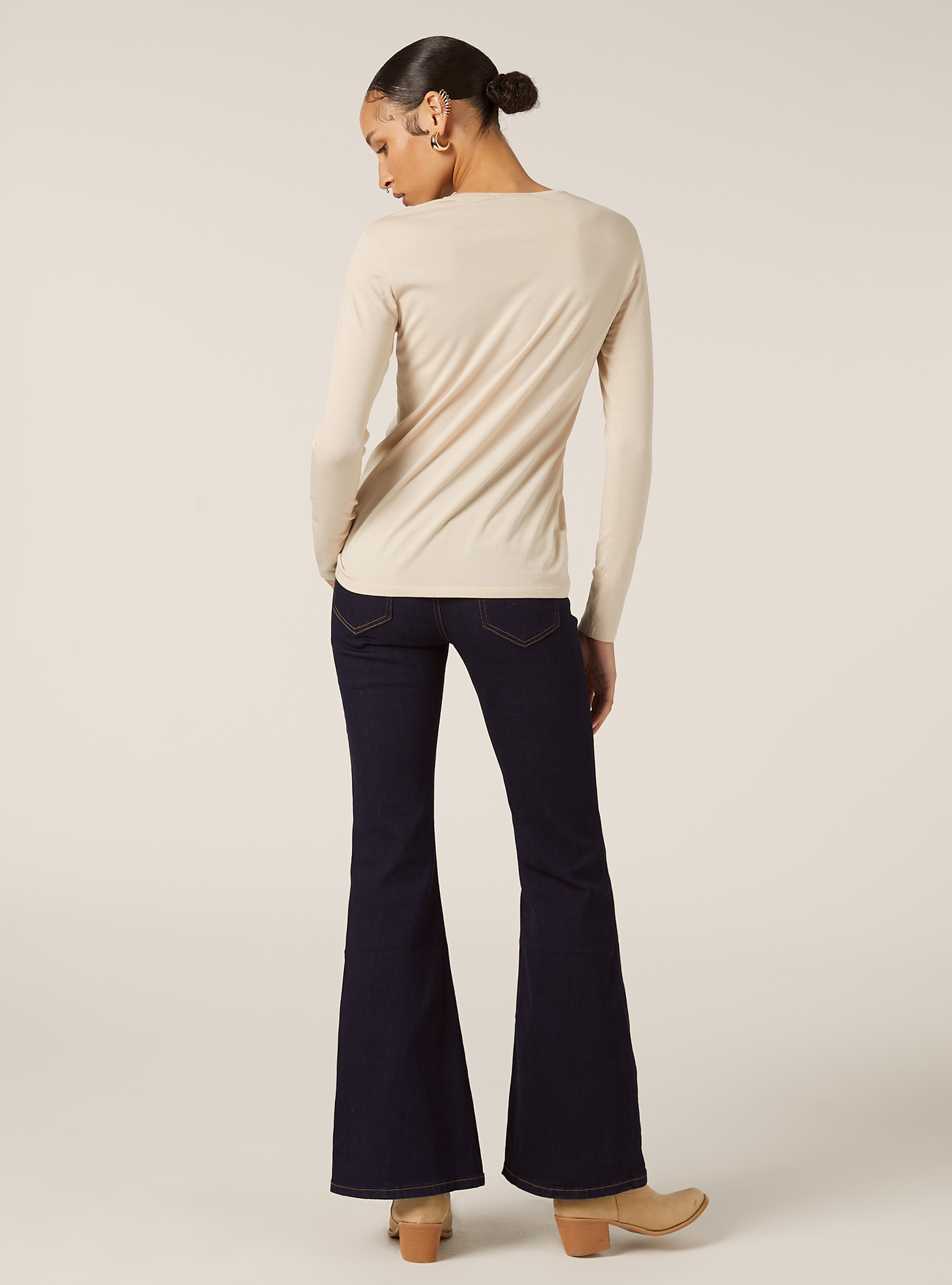 T-shirt basique &agrave; manches longues, BG3 BEIGE LIGHT