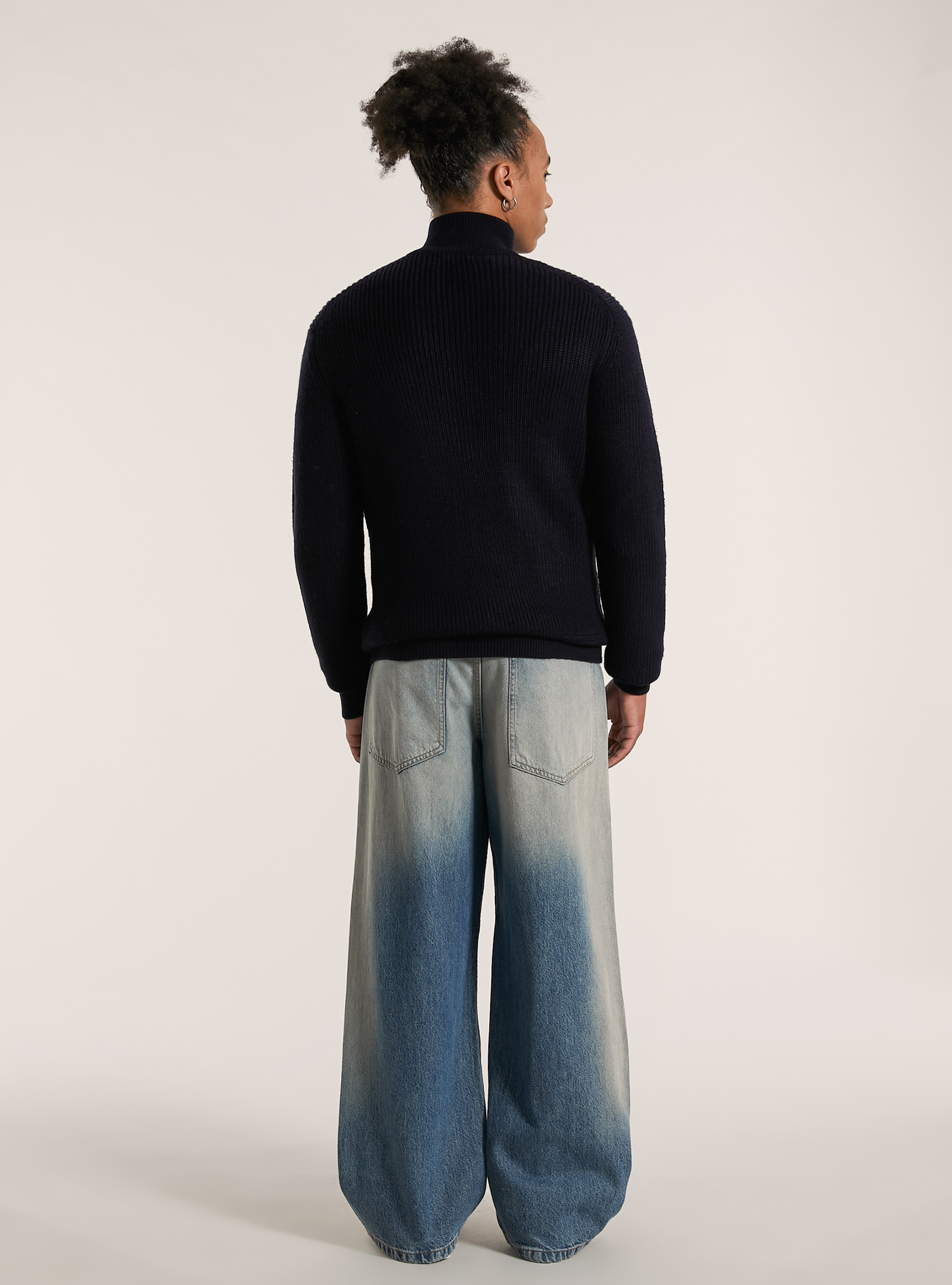 Pull &agrave; col montant et demi-zip, NA1 NAVY DARK