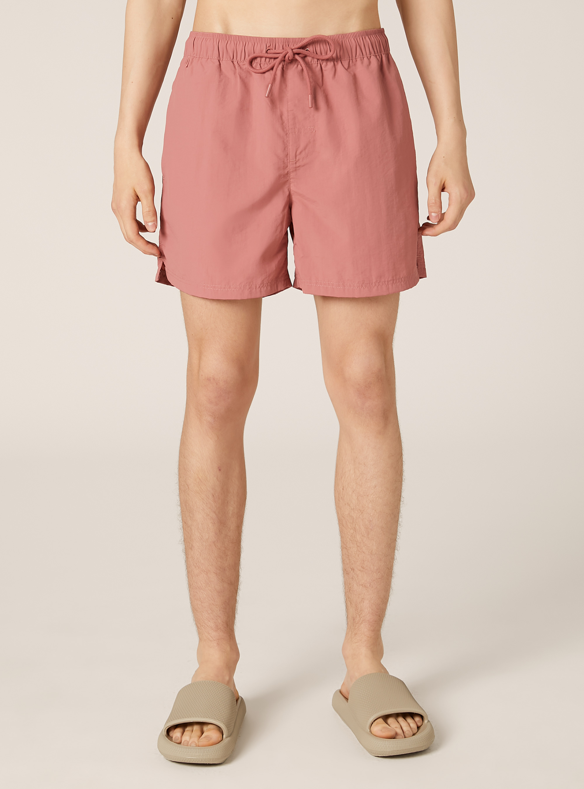 Plain-coloured swimming costume with back pocket, PK1 PINK DARK