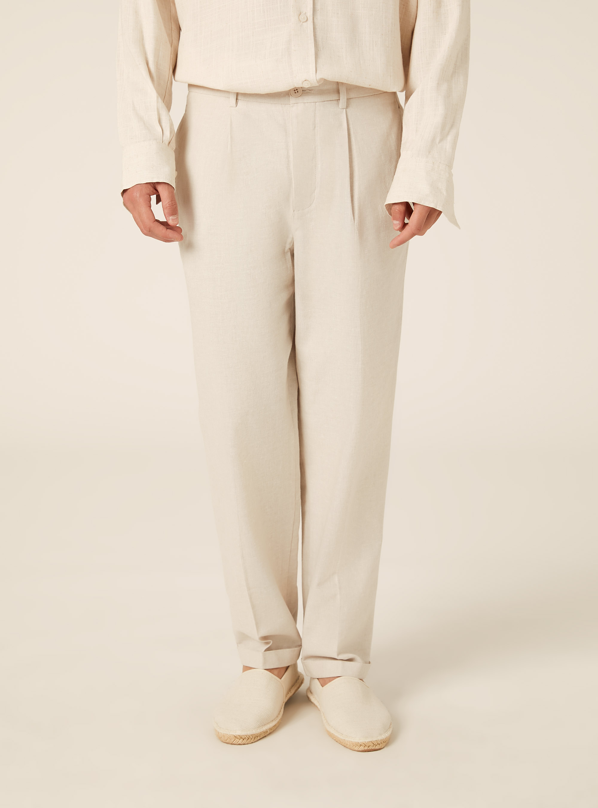 Lightweight Tailored Linen Blend Trousers, MBG2 BEIGE MEL MED