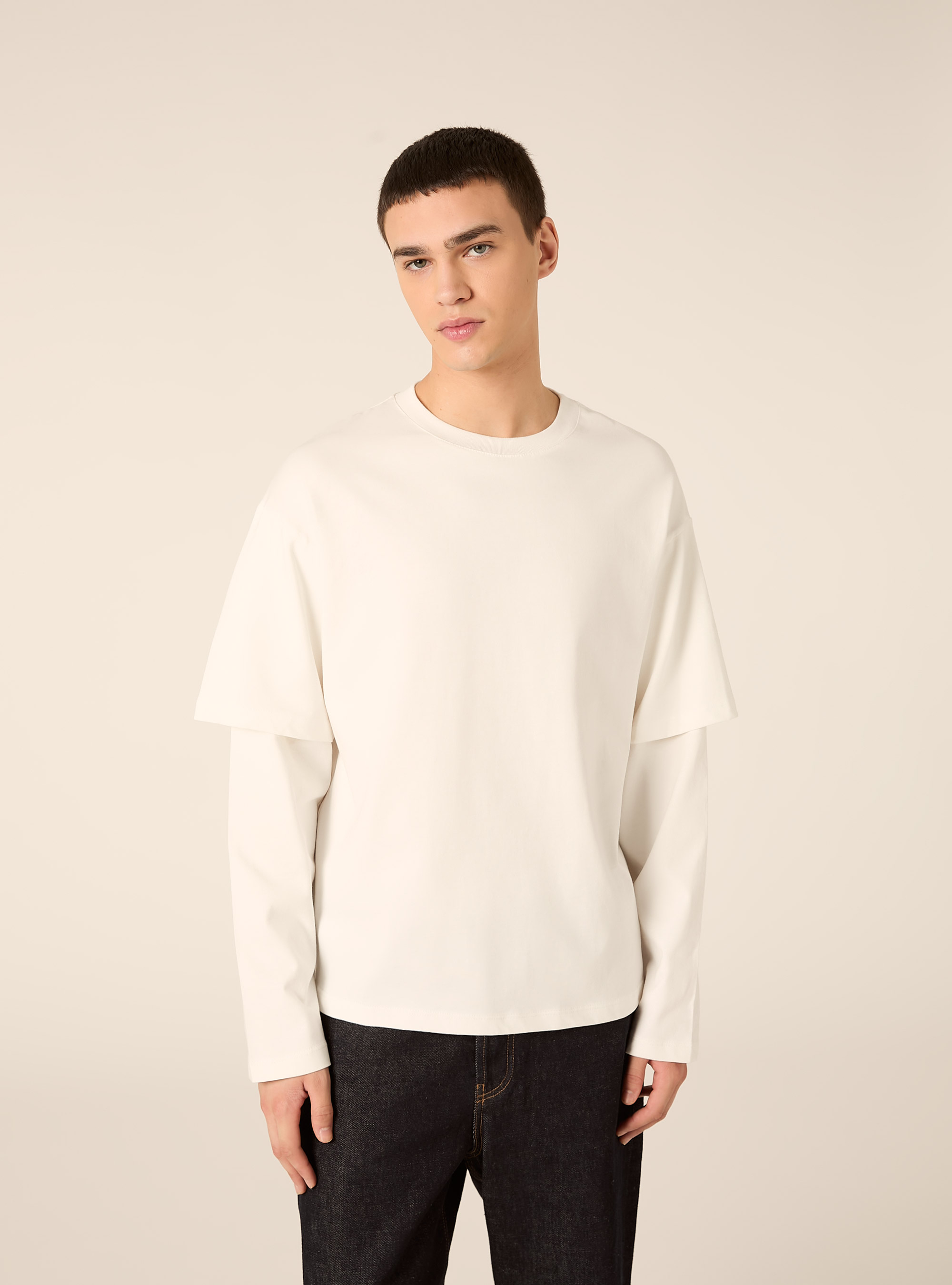 T-Shirt mit Layering-Effekt, WH1 OFF WHITE