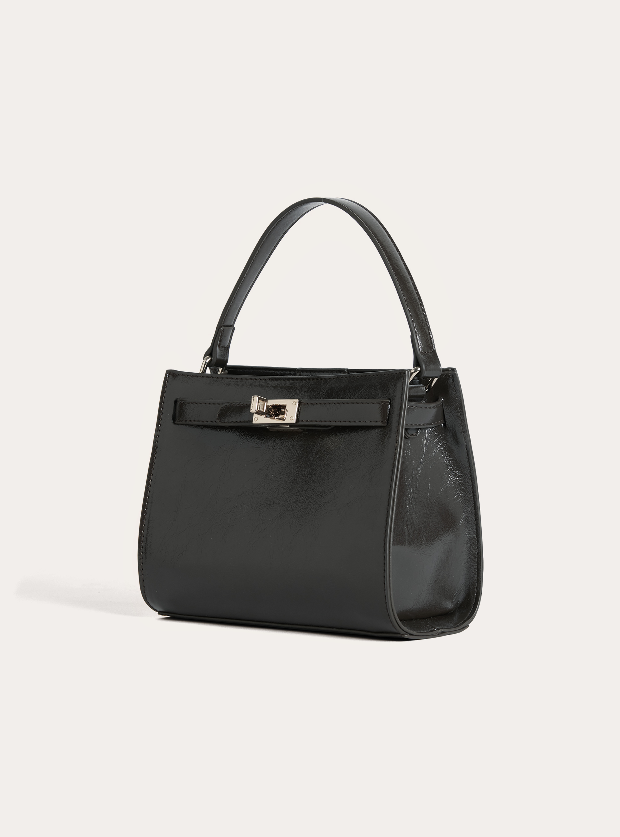 Leather-effect bag with shoulder strap, BK1 BLACK