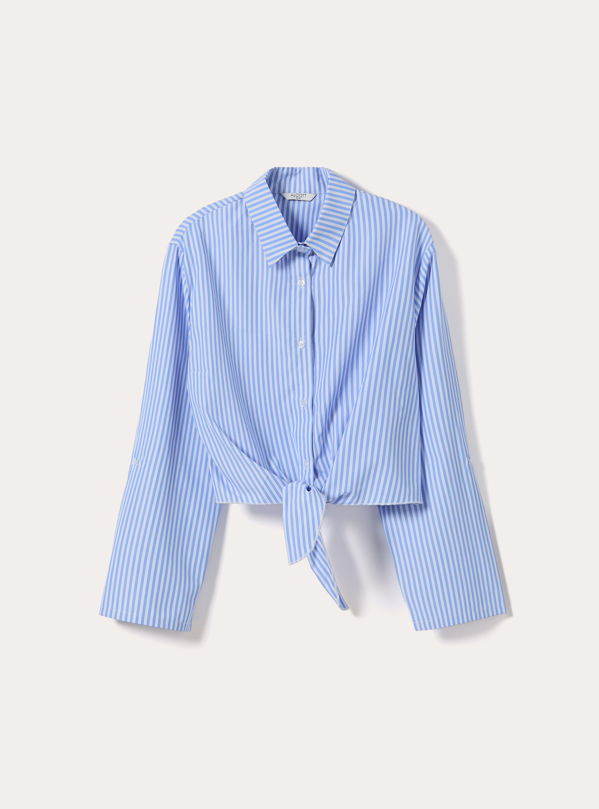 Camicia cropped a righe, AZZURRO CHIARO