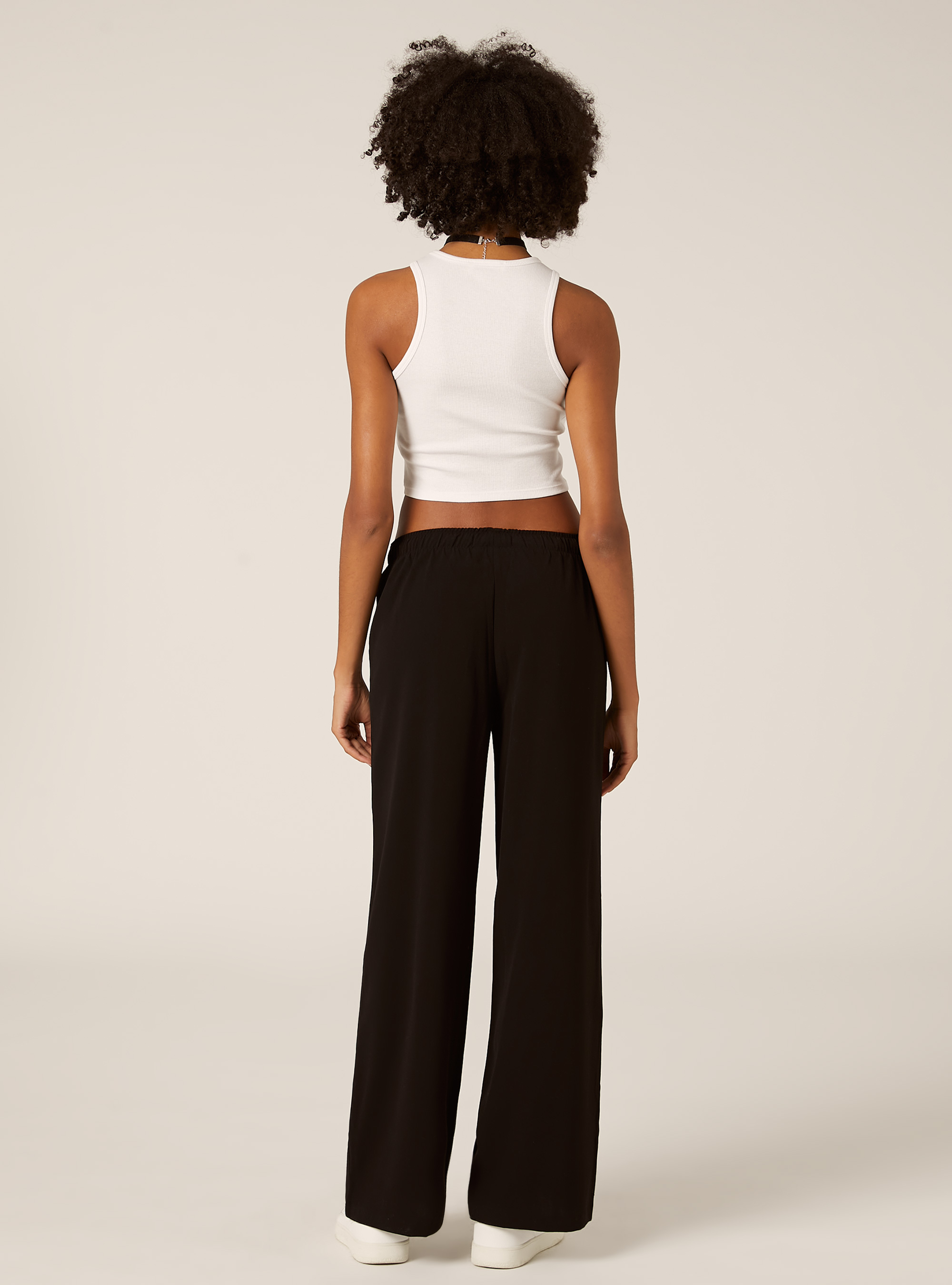 Pantalones elegantes con cord&oacute;n, BK1 BLACK