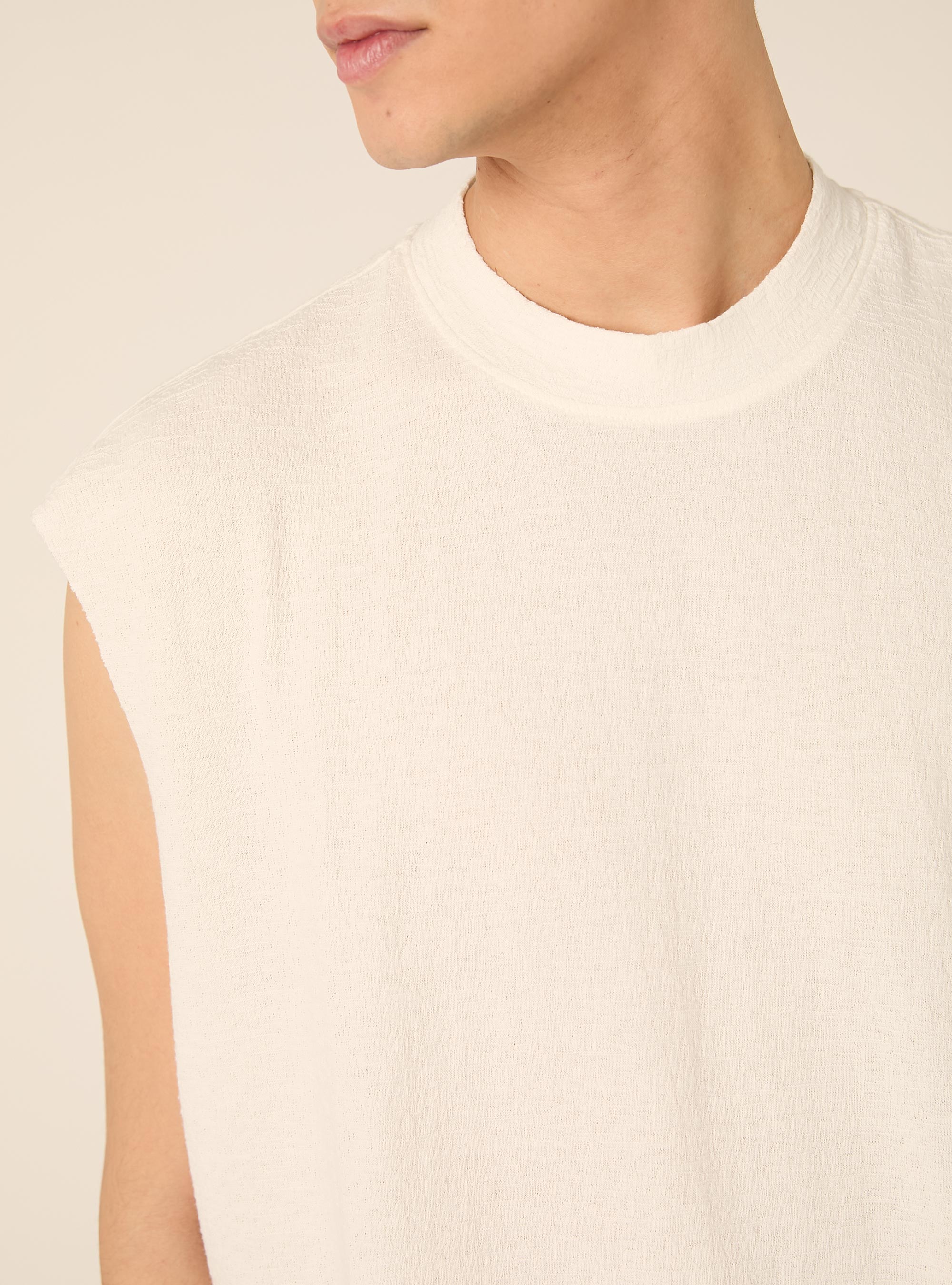 Canotta texturizzata boxy fit, PANNA