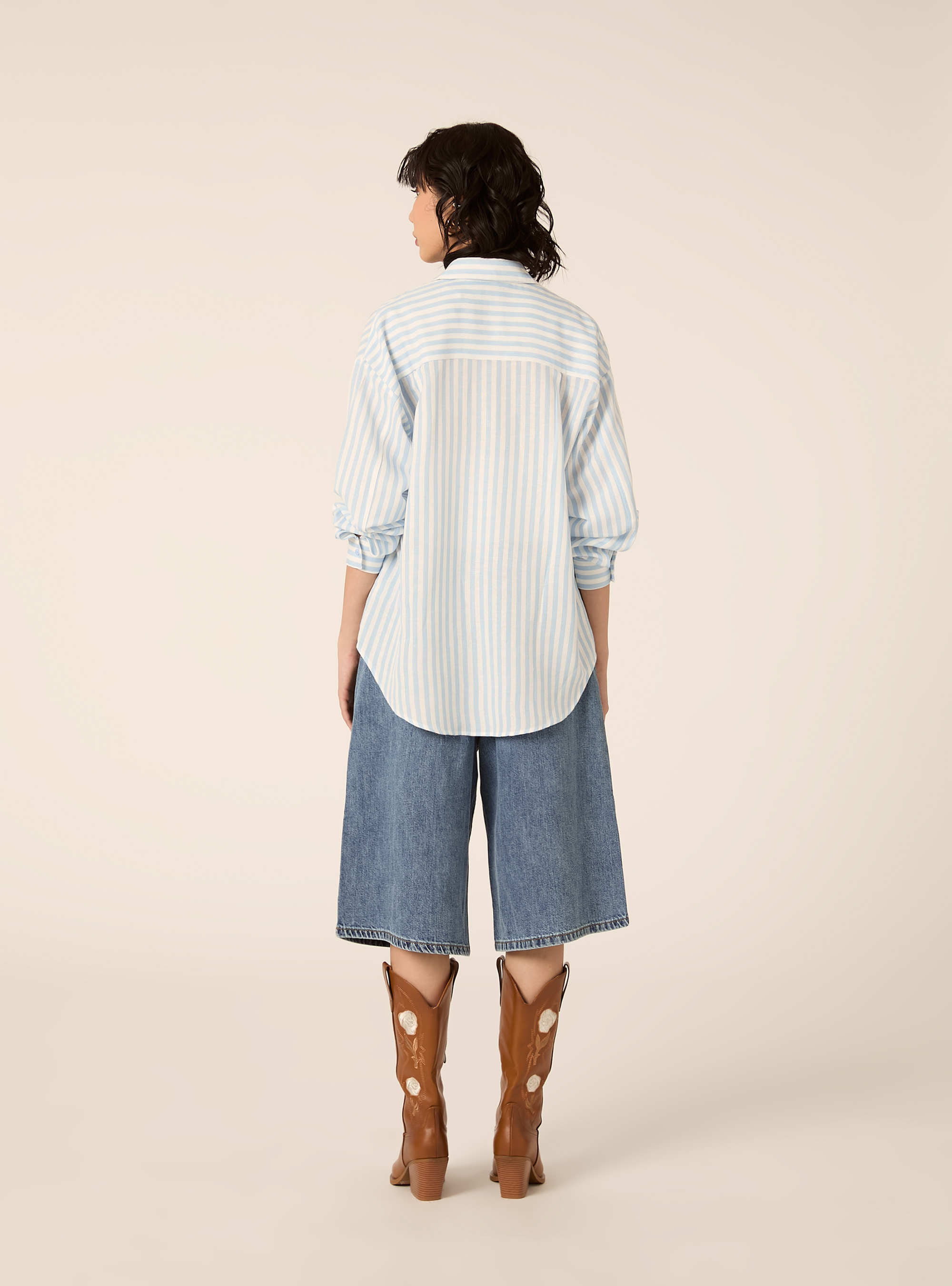 Gestreiftes Hemd aus Leinenmischgewebe, AZ2 AZURE MEDIUM