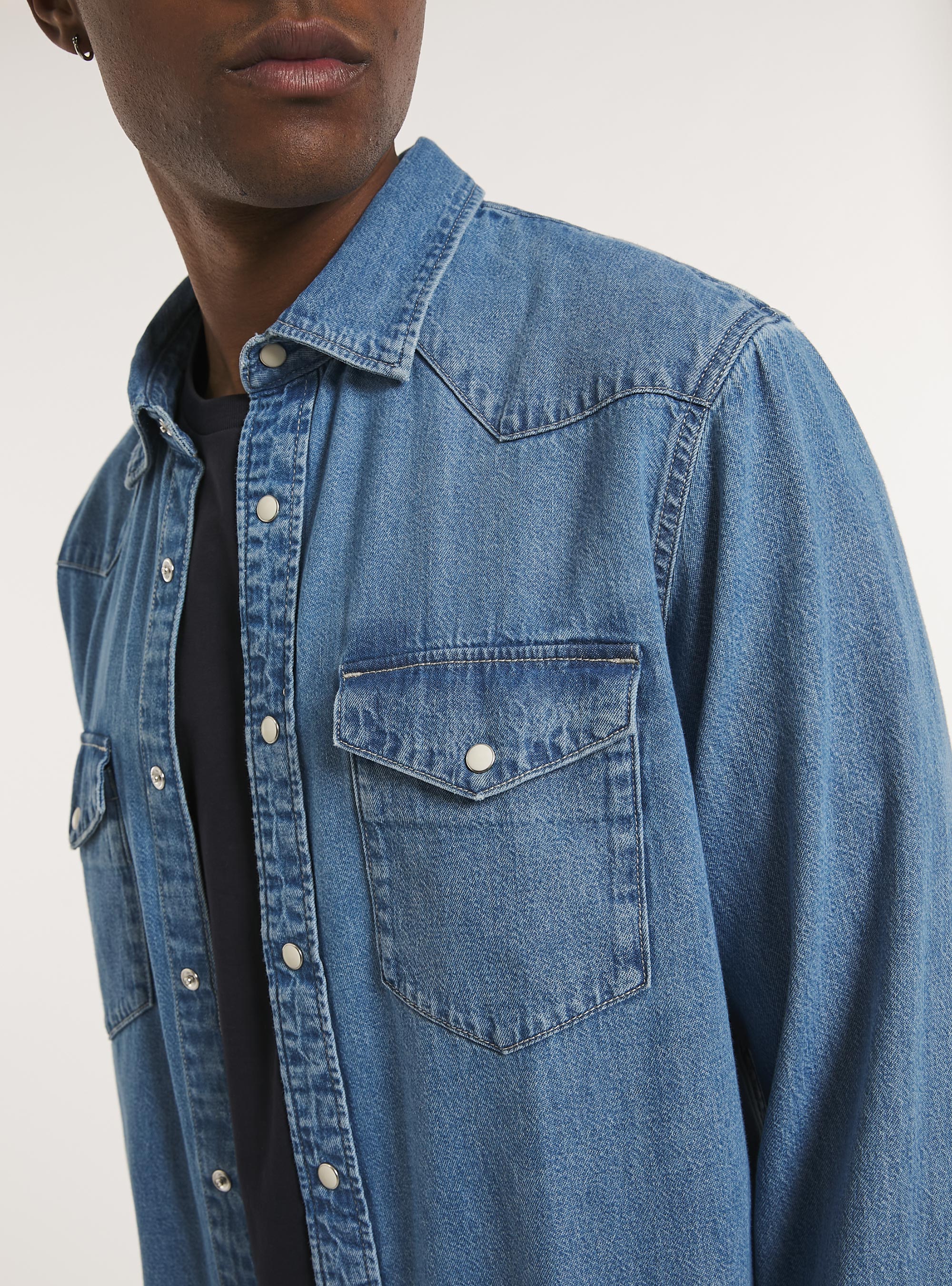 Camicia in denim, D005 LIGHT BLUE