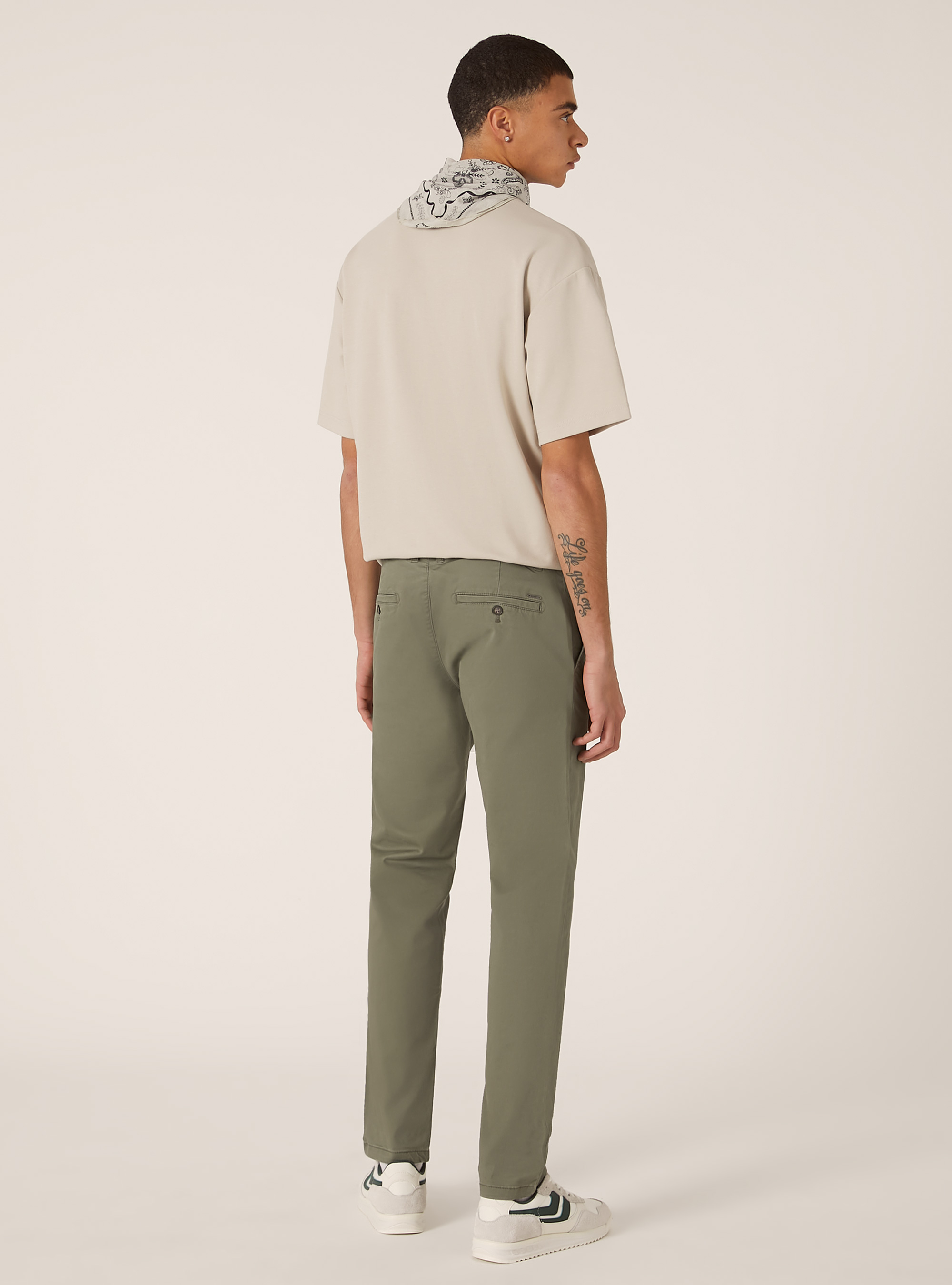 Pantalon chino stretch en serg&eacute; coupe skinny, KY2 KAKY MEDIUM