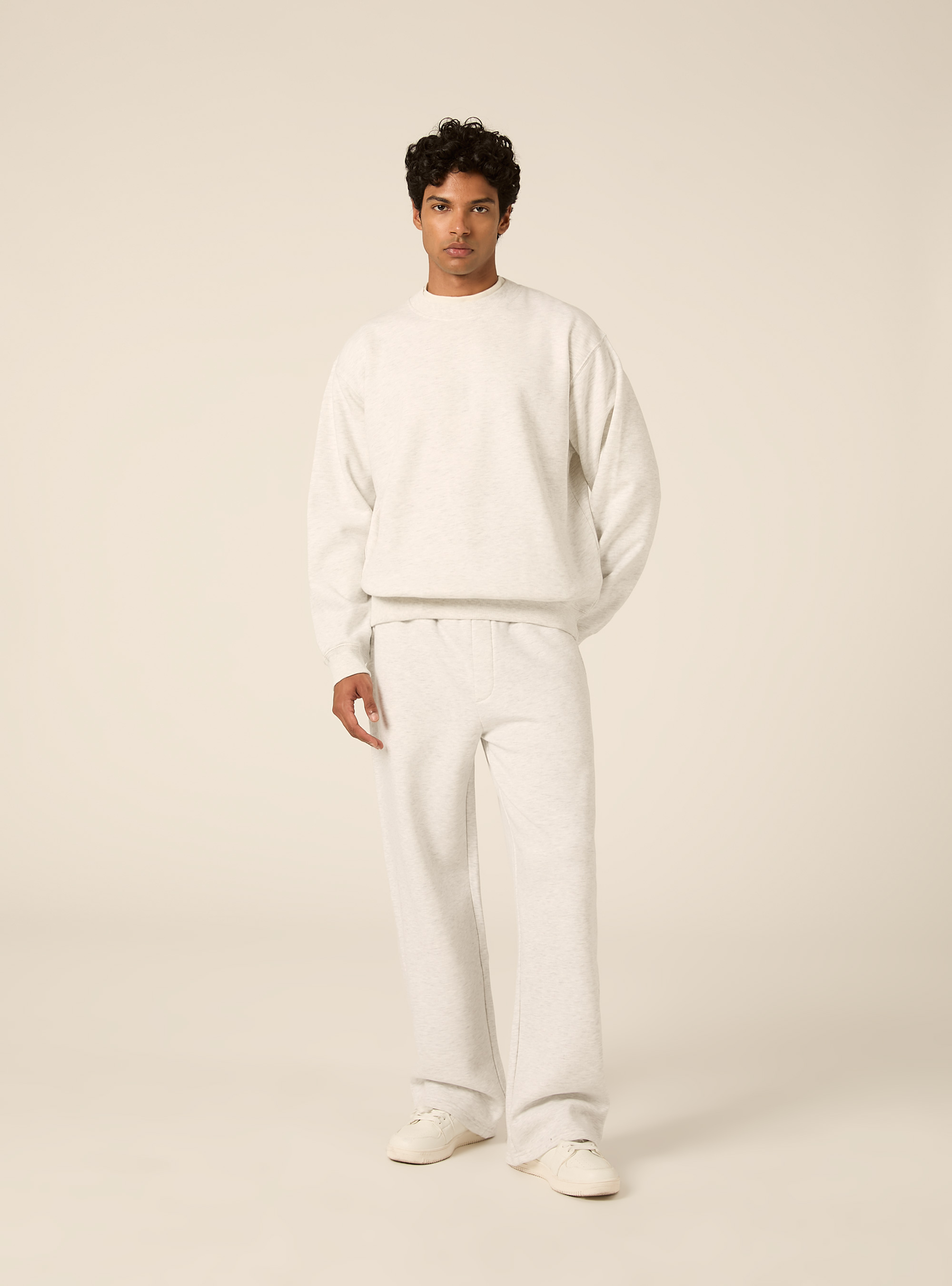 Basic boxy fit crewneck sweatshirt, MGY3 GREY MEL LIGHT