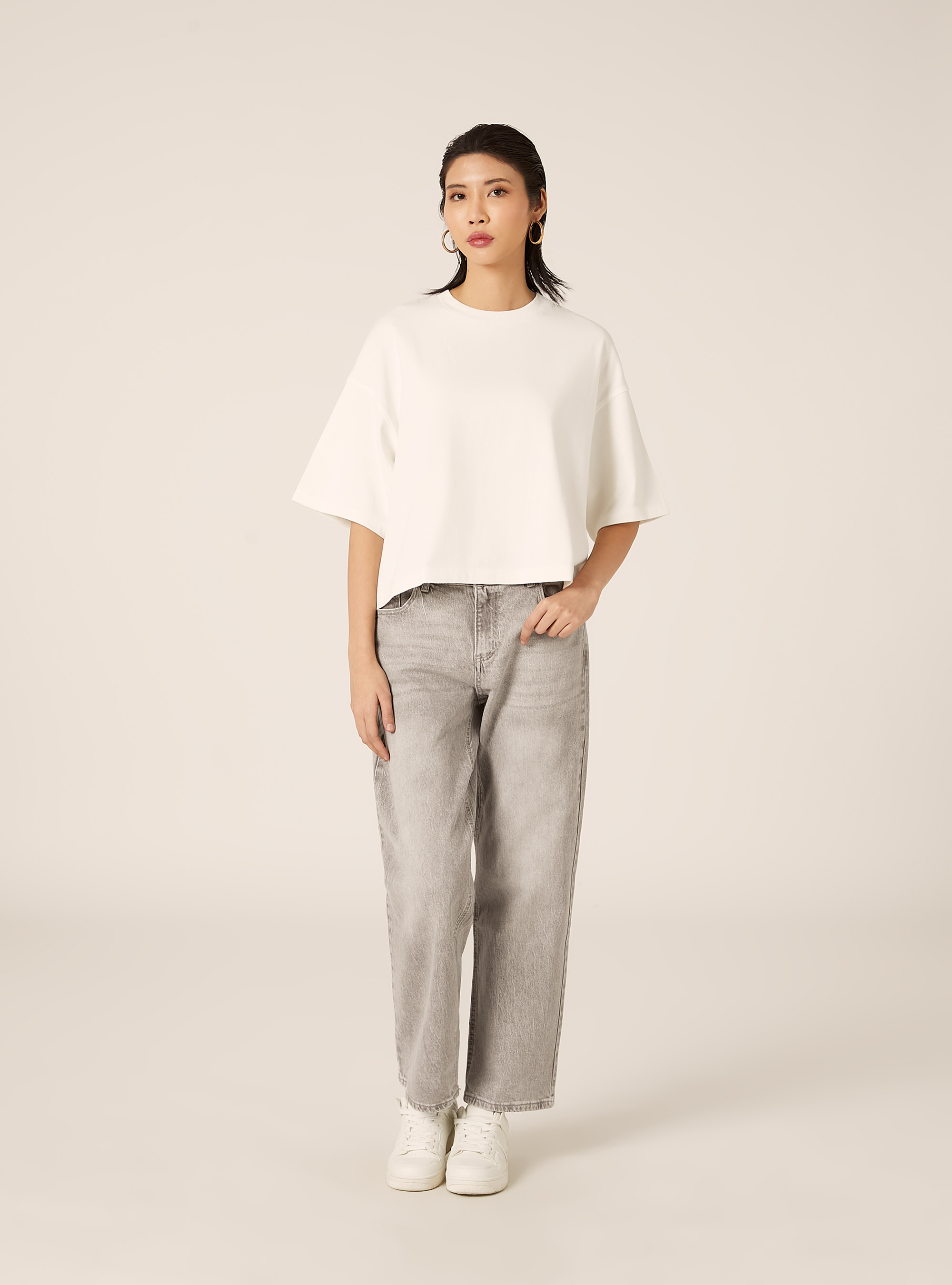 Basic boxy fit T-shirt, WH2 WHITE