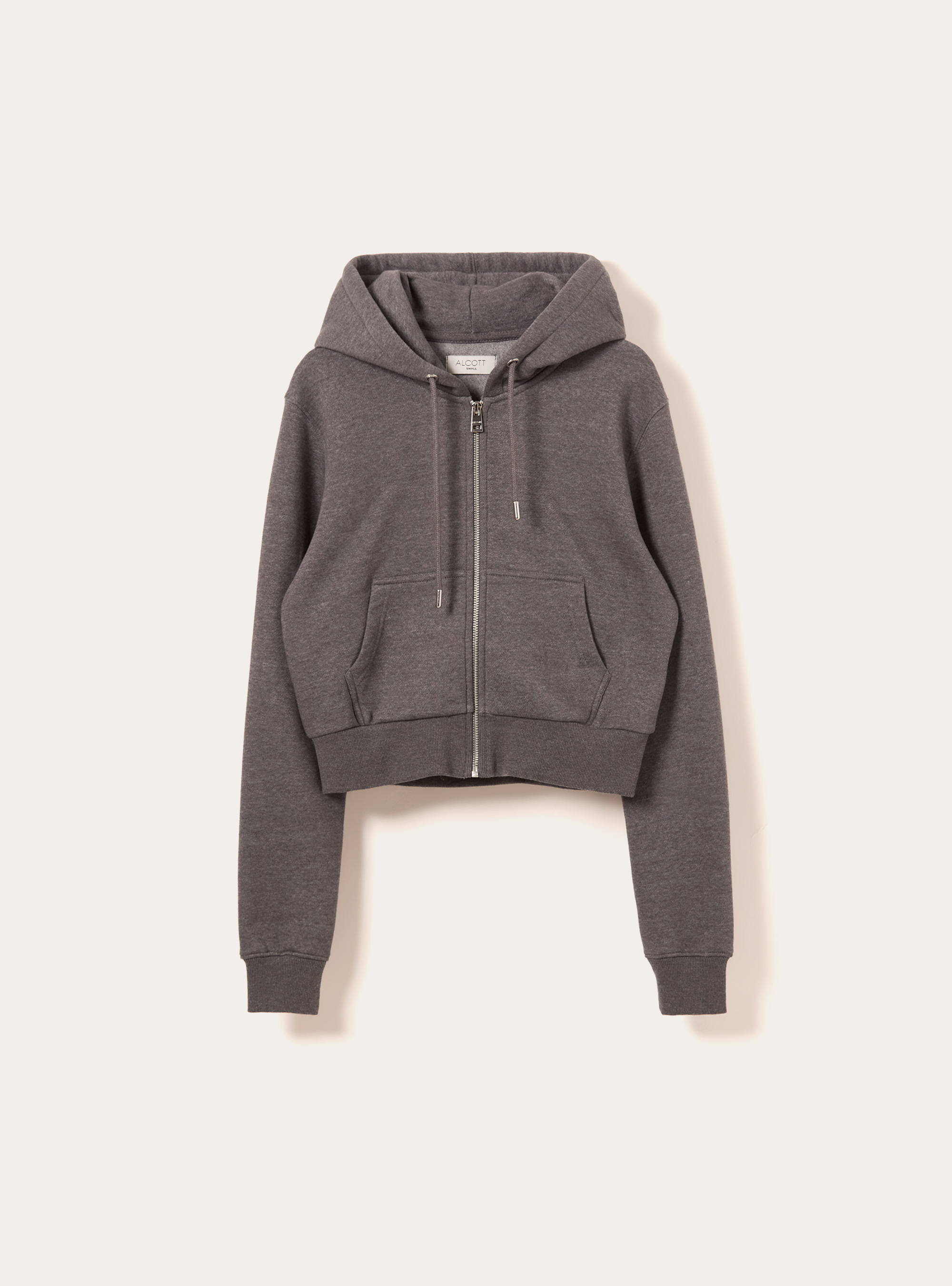 Cropped zip-up hoodie, MGY1 GREY MEL DARK