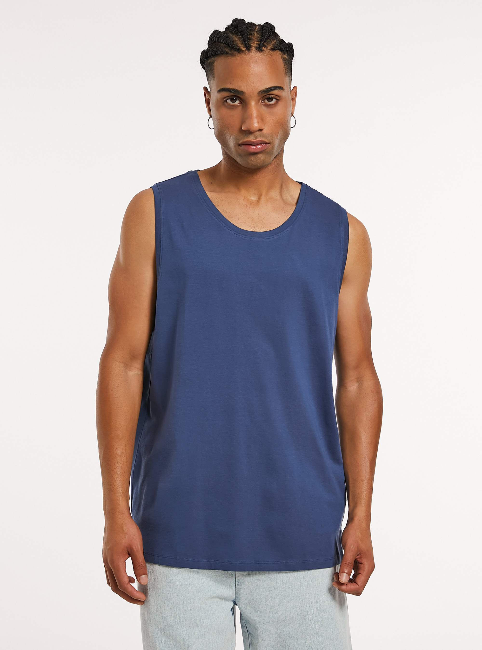 Solid-coloured comfort fit tank top, BL3 BLUE LIGHT