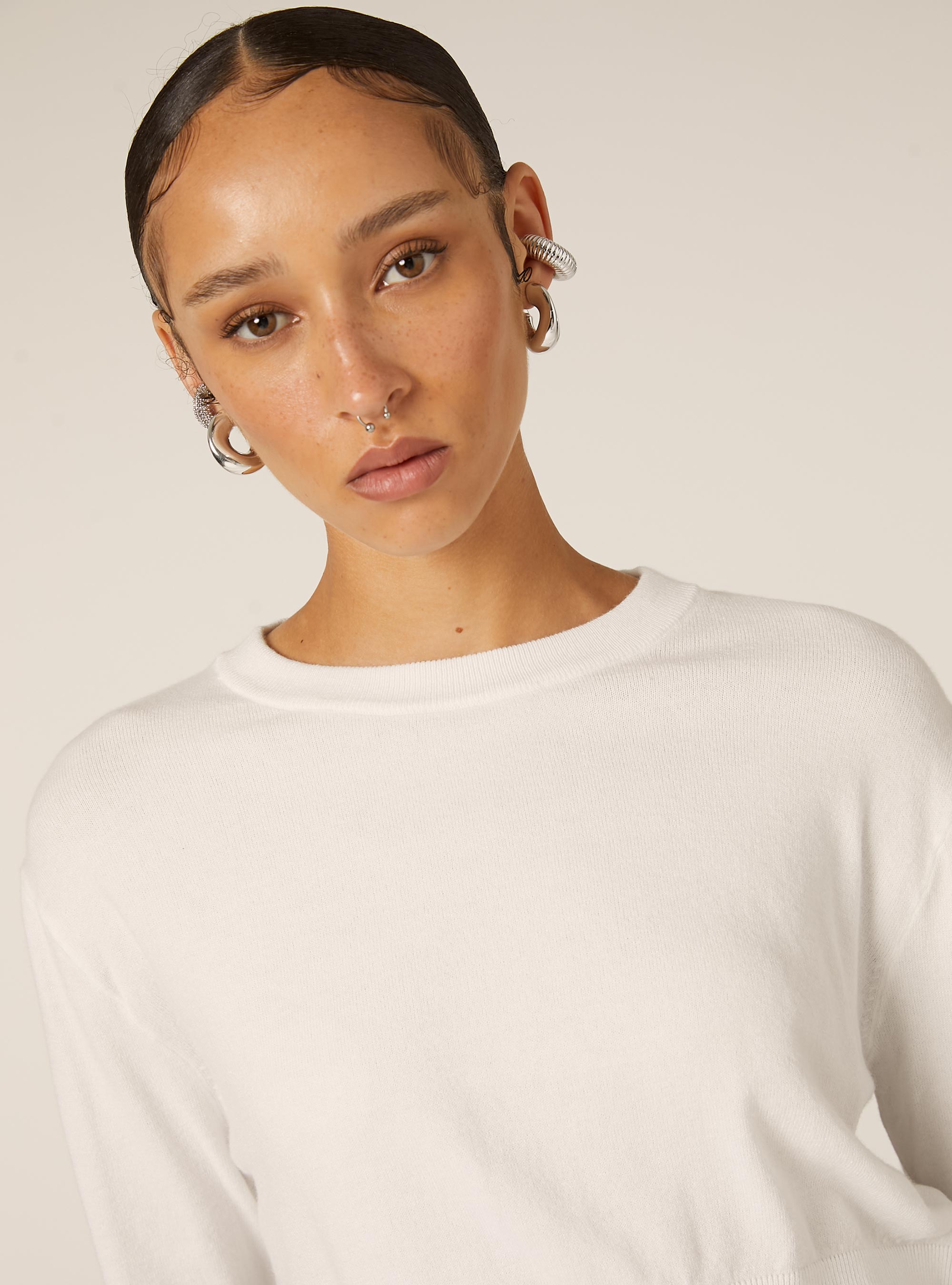 Pull &agrave; col rond coupe boxy, WH2 WHITE