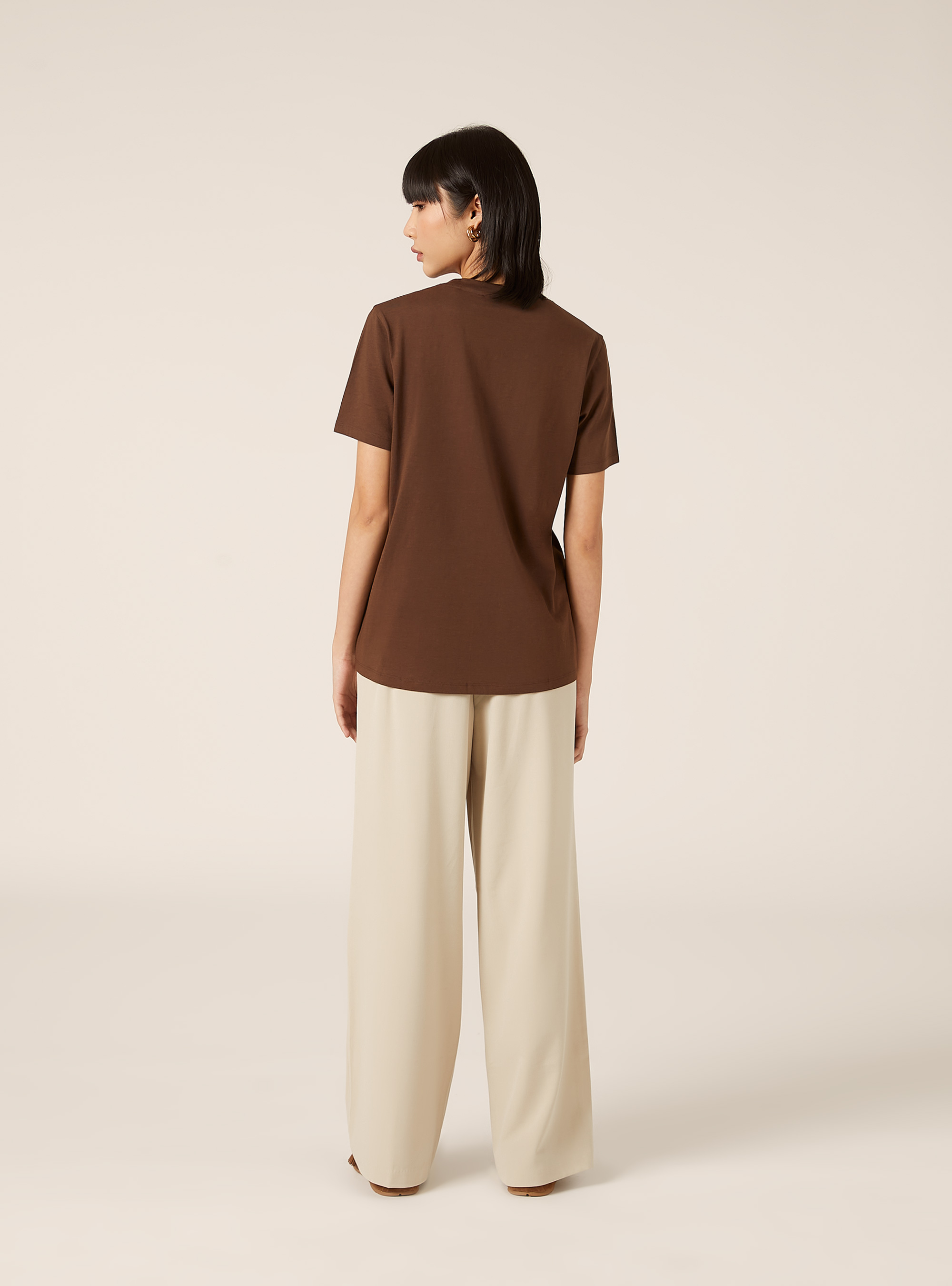 Camiseta de cuello redondo de algod&oacute;n, BR2 BROWN MEDIUM